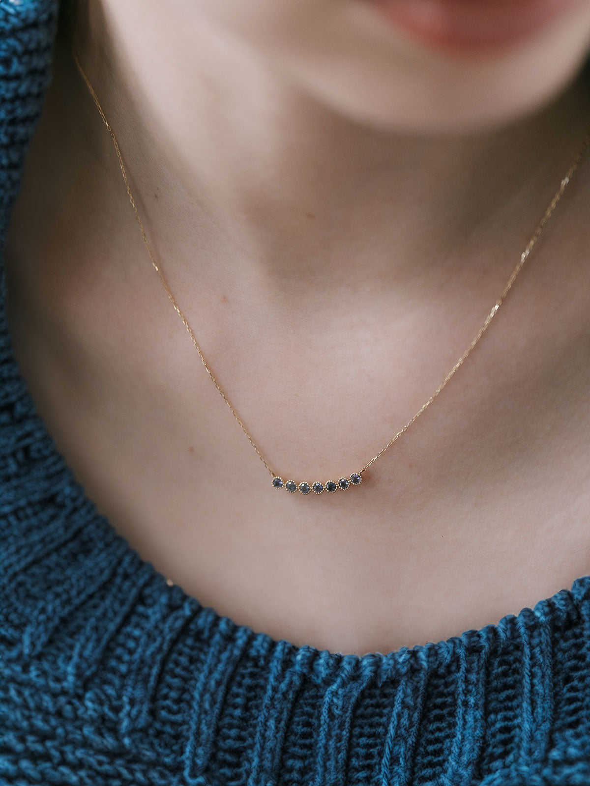 10K Gold Iolite Round Line Necklace | PALVE-SEPTET