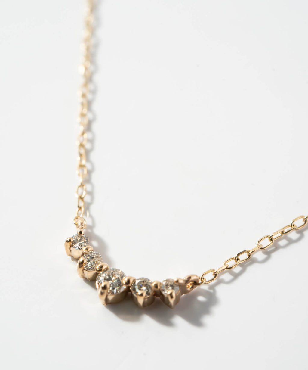 10K Gold Classic Five Stone Diamond Necklace | PALVE-THORN