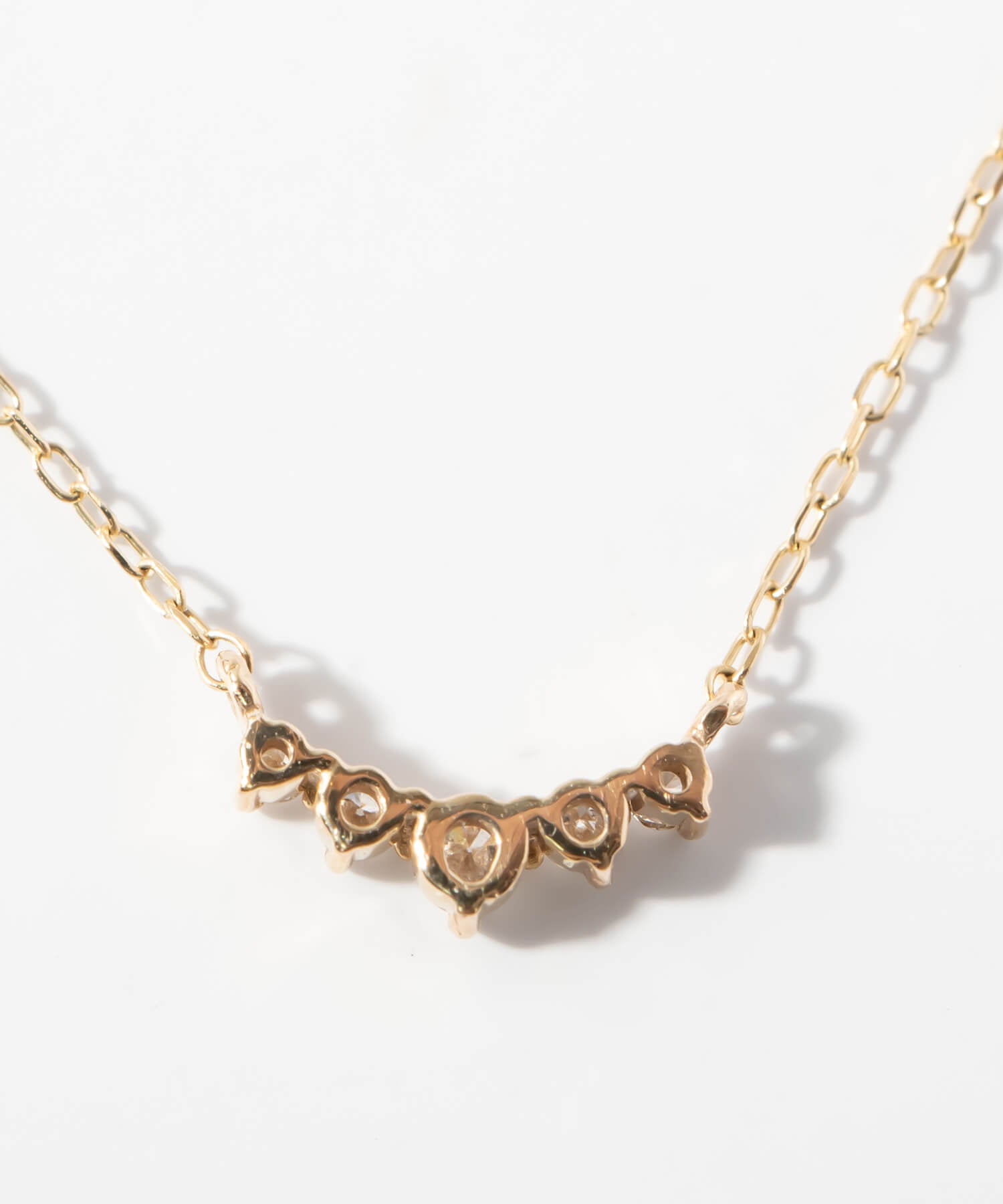 10K Gold Classic Five Stone Diamond Necklace | PALVE-THORN