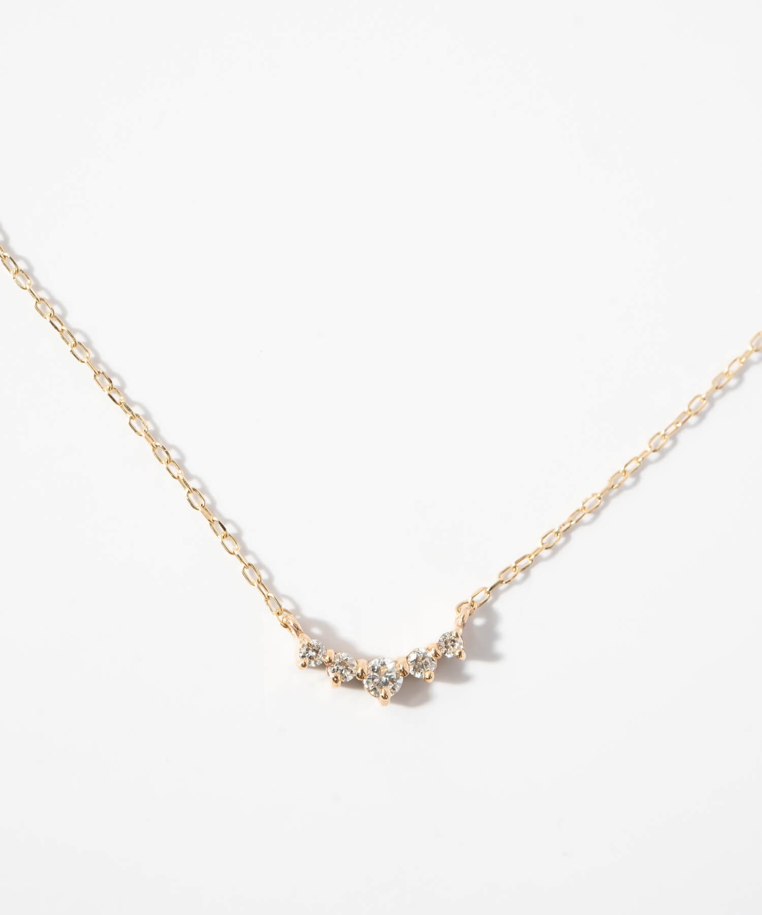 10K Gold Classic Five Stone Diamond Necklace | PALVE-THORN