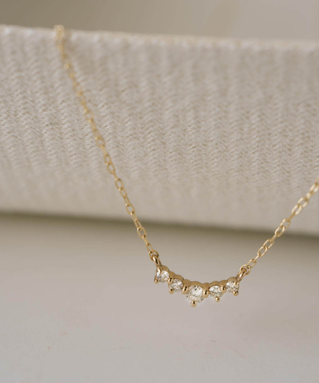 10K Gold Classic Five Stone Diamond Necklace | PALVE-THORN