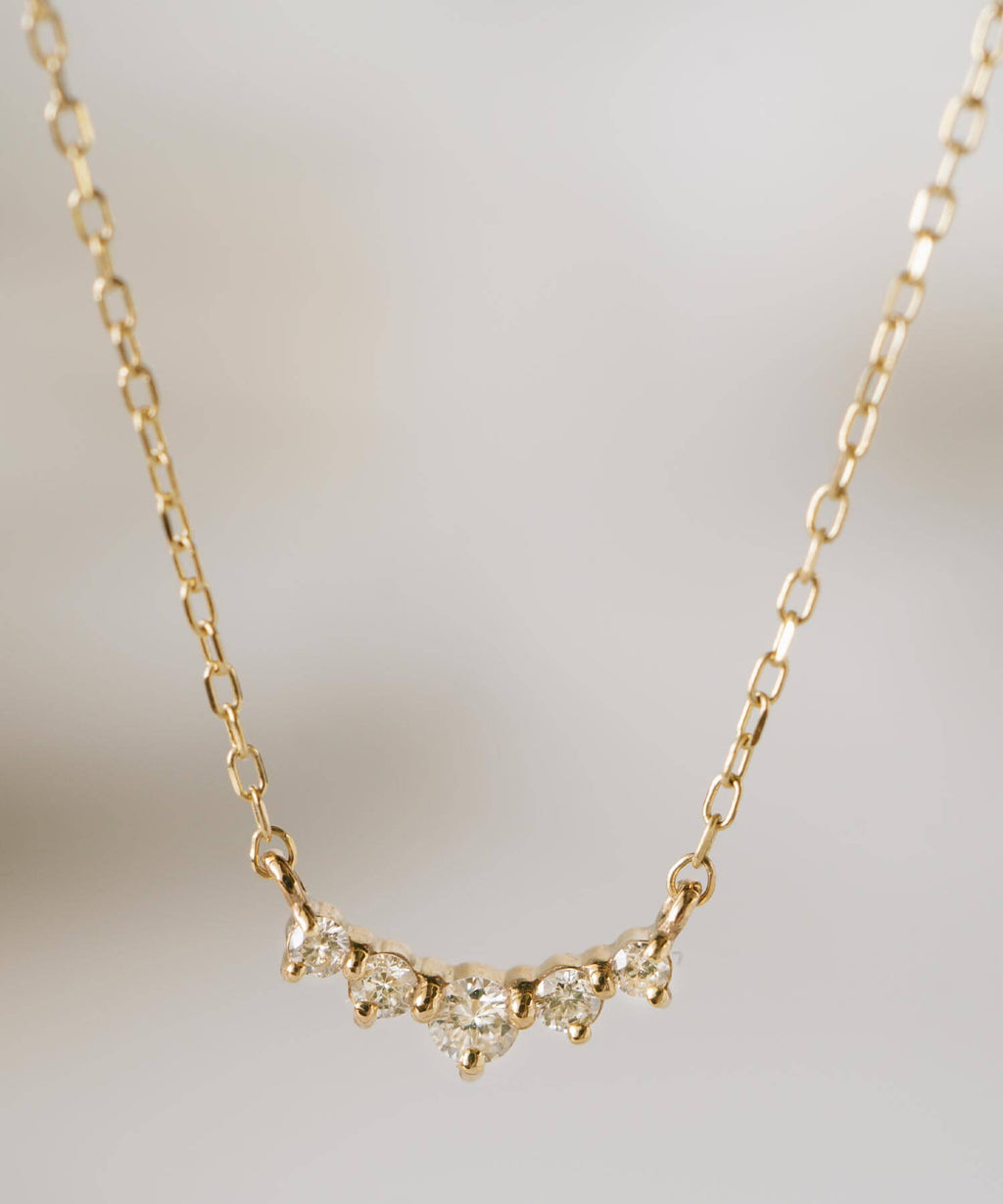 10K Gold Classic Five Stone Diamond Necklace | PALVE-THORN