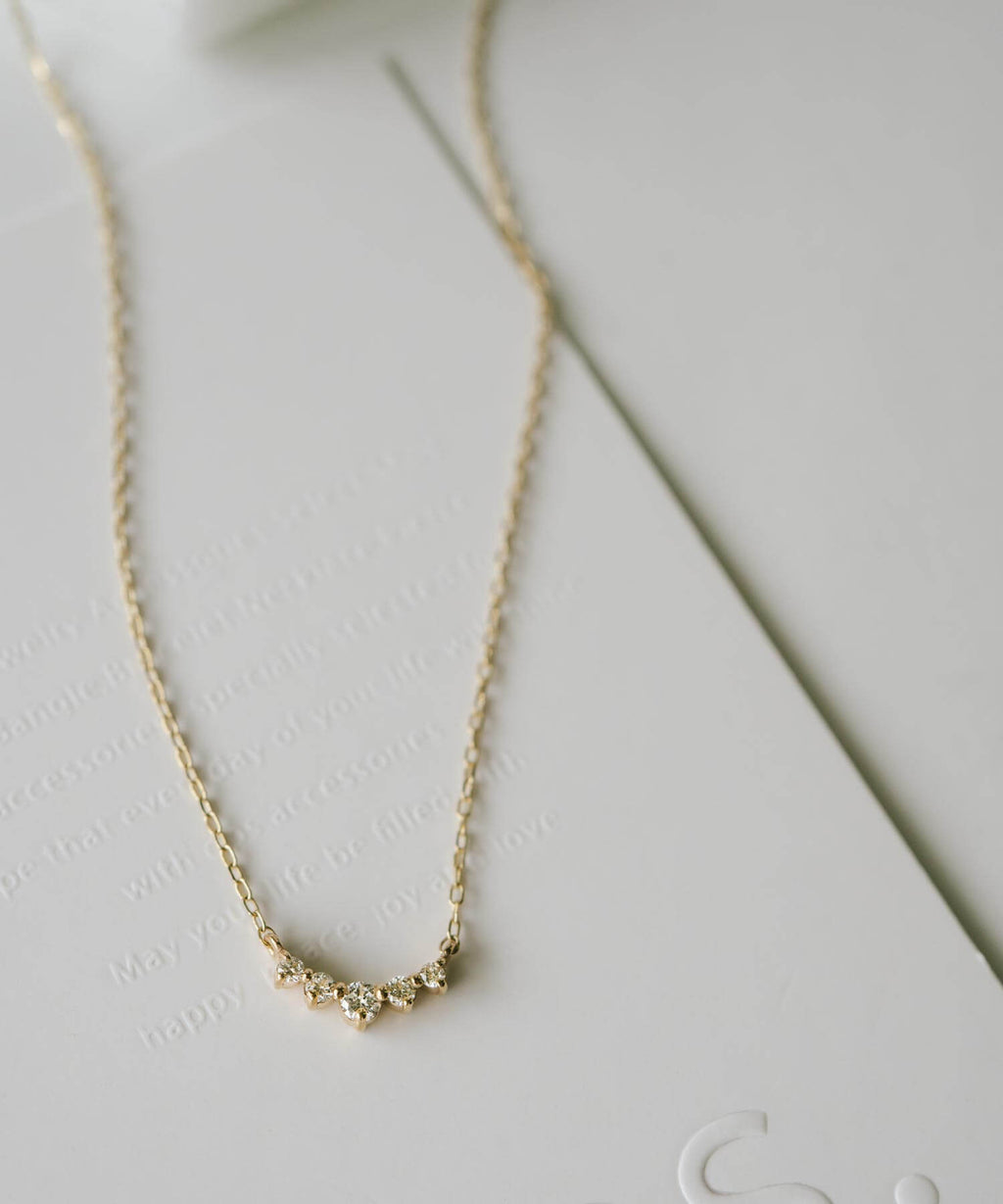 10K Gold Classic Five Stone Diamond Necklace | PALVE-THORN