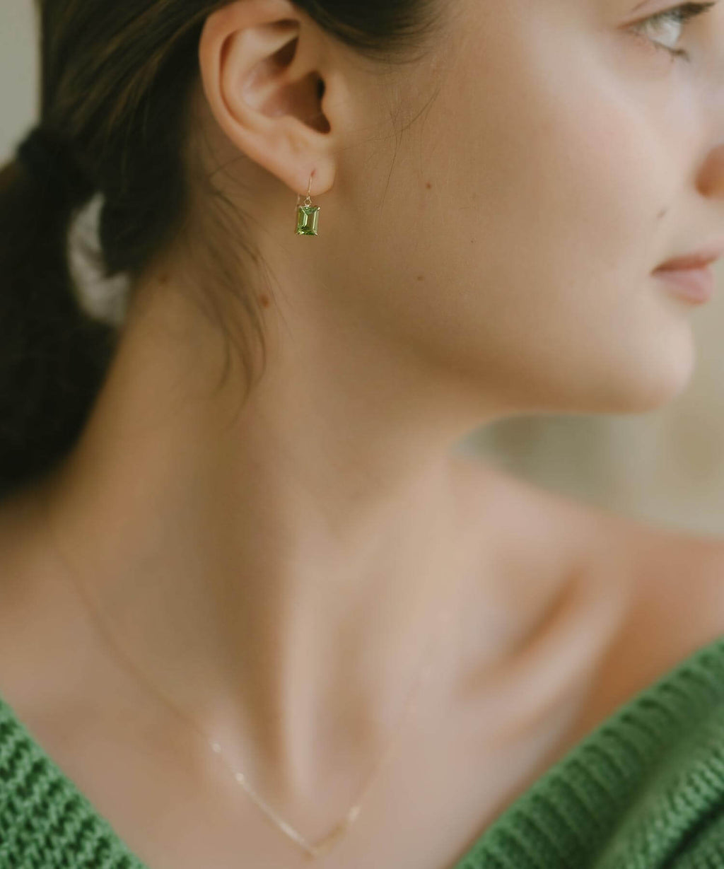 10K Gold Rectangle Gemstone Earrings | TETRA-FYRA