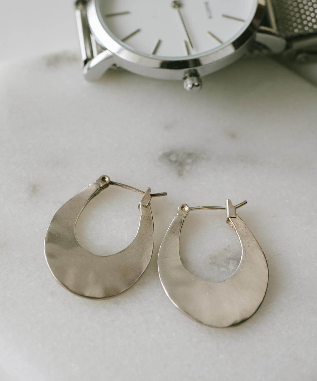 18K Gold Plated Sterling Silver Horse Shoe Hoop Earrings | PEDOL