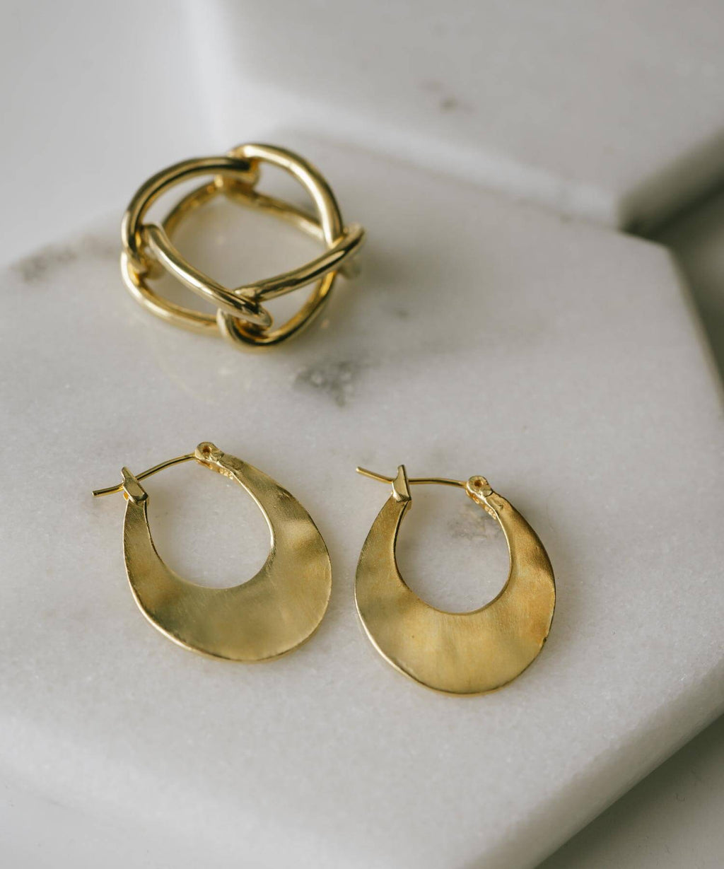 18K Gold Plated Sterling Silver Horse Shoe Hoop Earrings | PEDOL