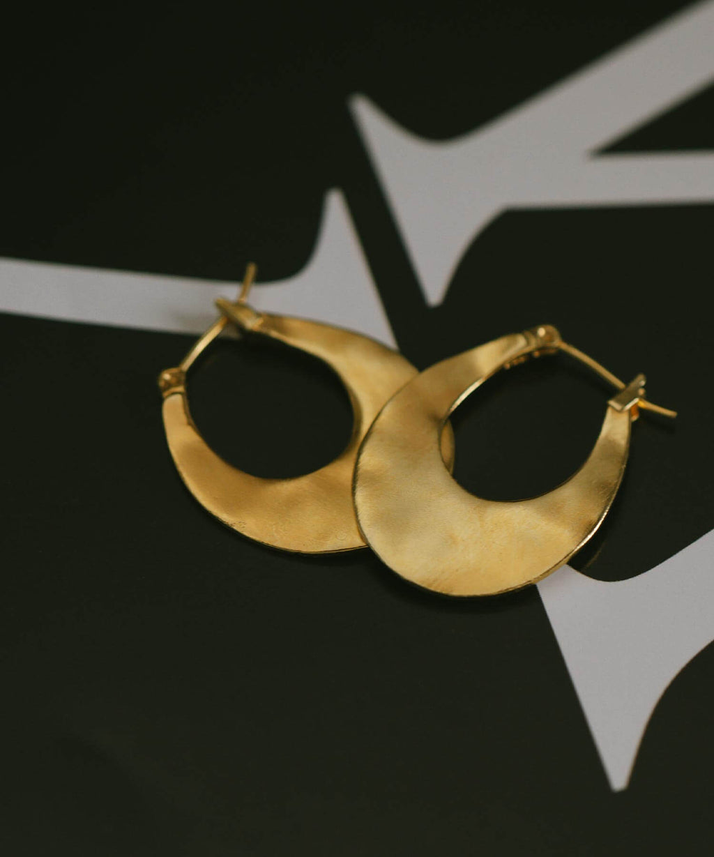18K Gold Plated Sterling Silver Horse Shoe Hoop Earrings | PEDOL