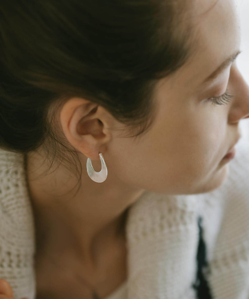 18K Gold Plated Sterling Silver Horse Shoe Hoop Earrings | PEDOL