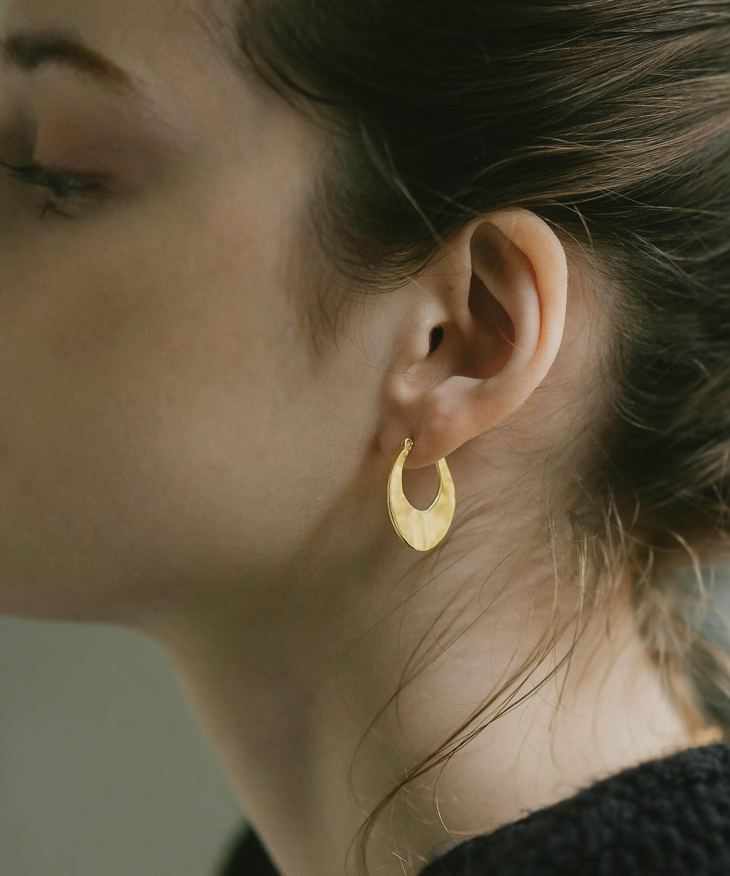 18K Gold Plated Sterling Silver Horse Shoe Hoop Earrings | PEDOL