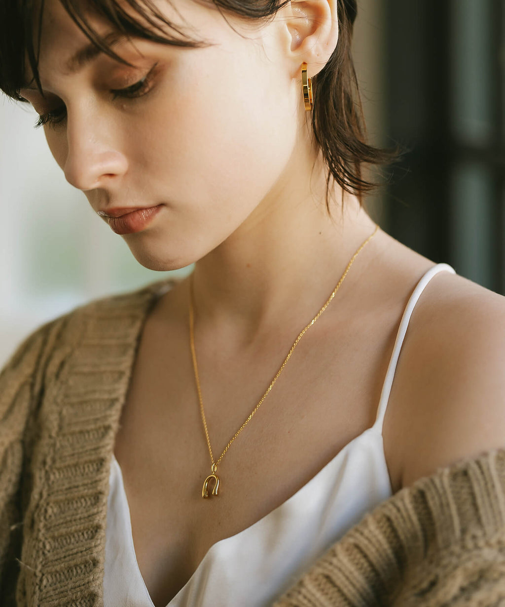 18K Gold Plated Sterling Silver Horseshoe Necklace | PEDOL