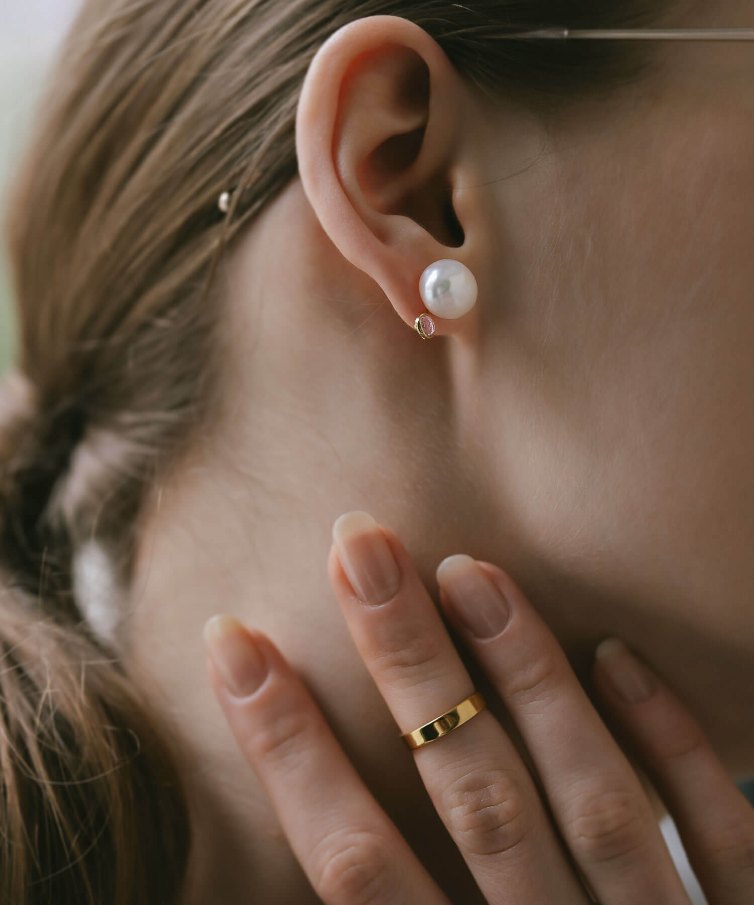 10K Gold Pearl and Gemstone Drop Earrings | PERLE-STILLA