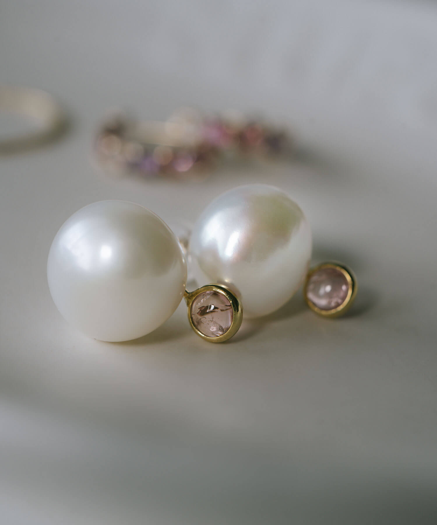10K Gold Pearl and Gemstone Drop Earrings | PERLE-STILLA