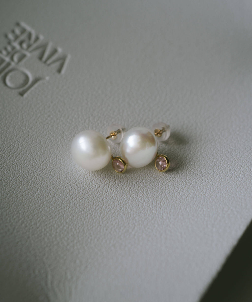 10K Gold Pearl and Gemstone Drop Earrings | PERLE-STILLA