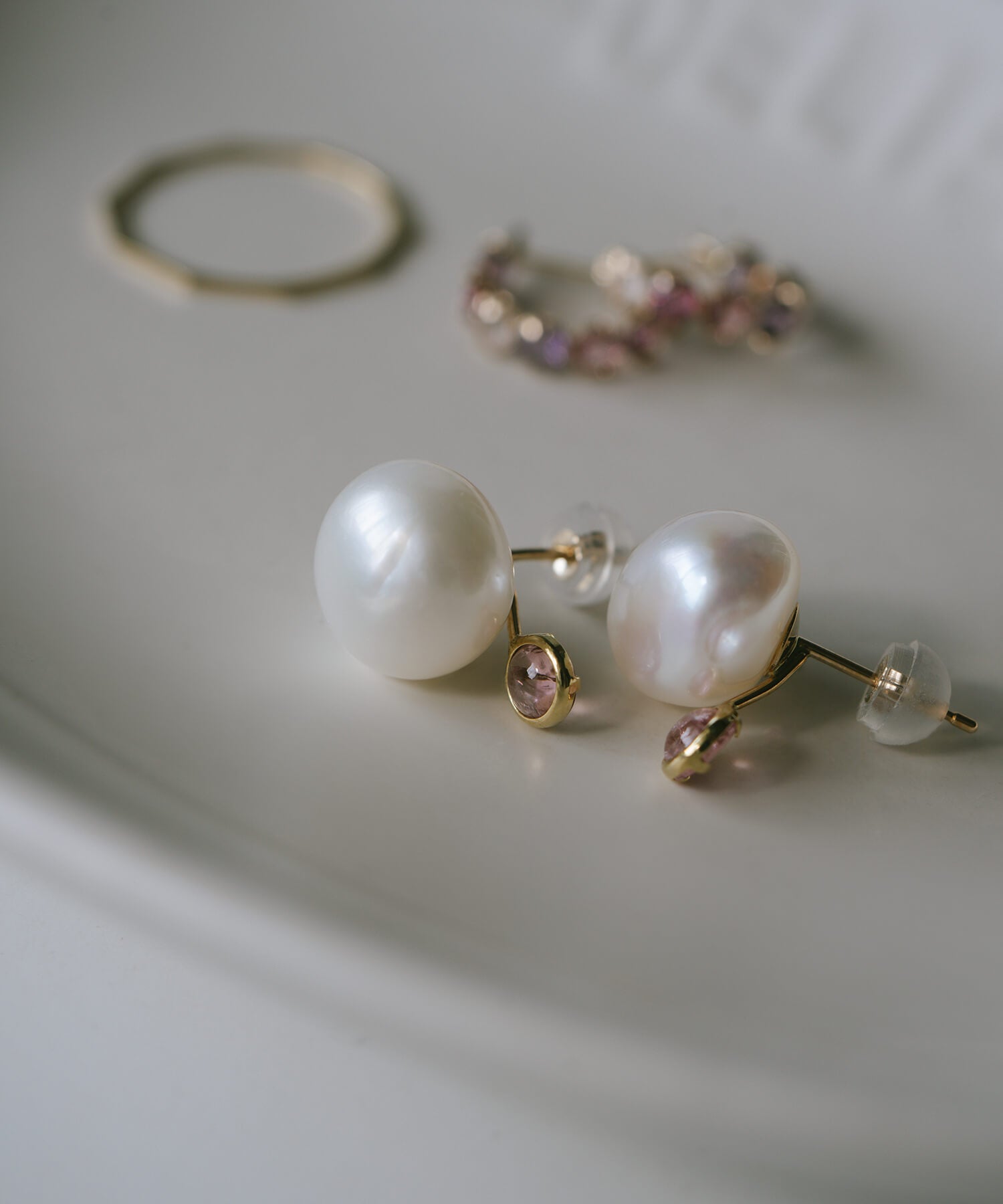 10K Gold Pearl and Gemstone Drop Earrings | PERLE-STILLA