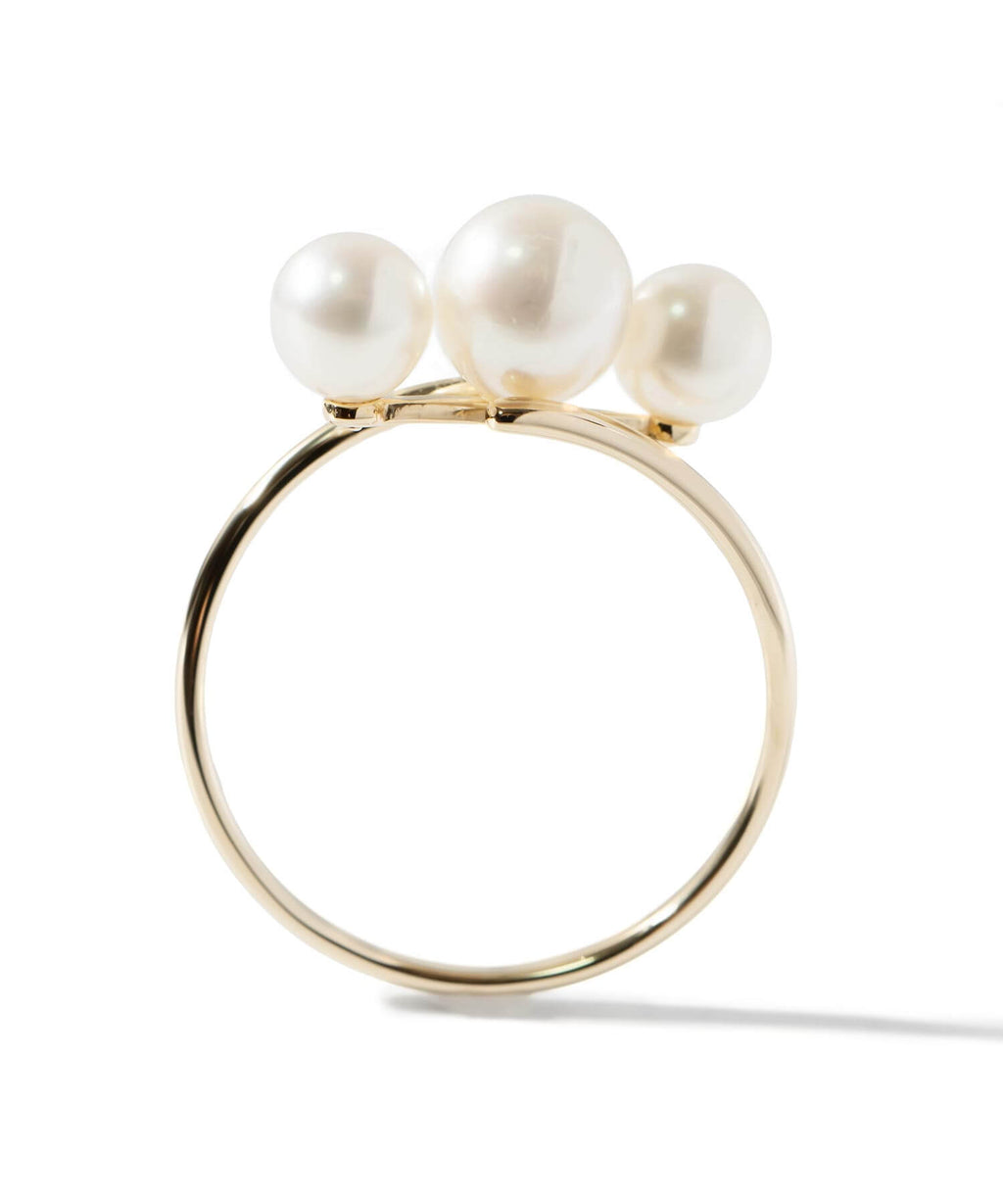 10K Gold Swirl Ring with Triple Freshwater Pearls | PERLE-DINI