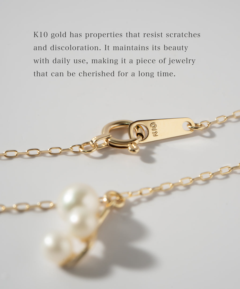 10K Gold Triple Drop Pearls Necklace | PERLE-ECUME