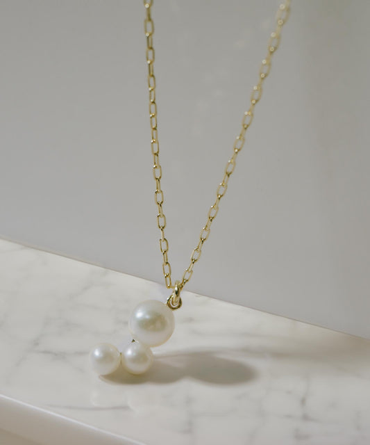 K10 Triple Drop Pearls Necklace | PERLE-ECUME-NK