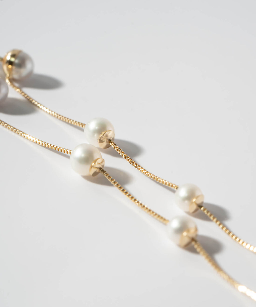 10K Gold Pearl Dangle Threader Earrings | PERLE-QUINT