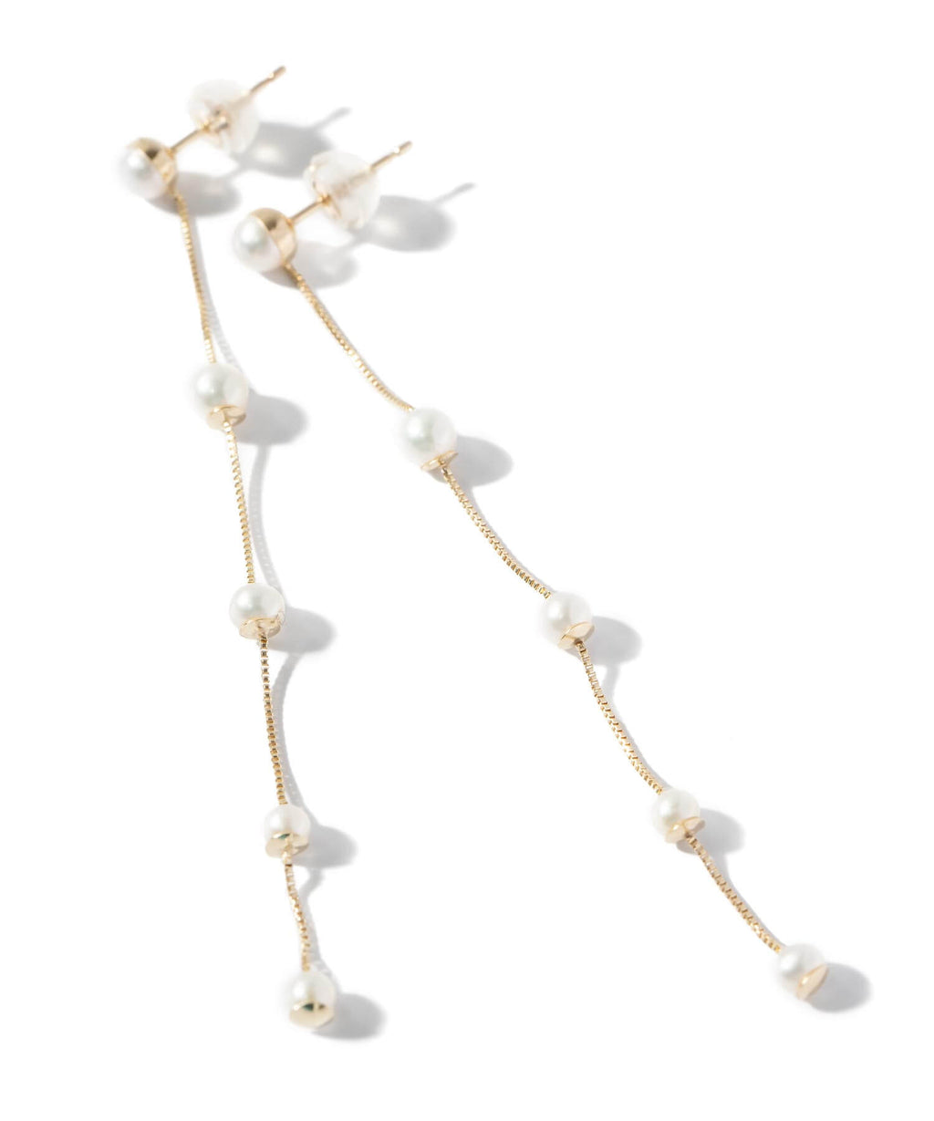 10K Gold Pearl Dangle Threader Earrings | PERLE-QUINT