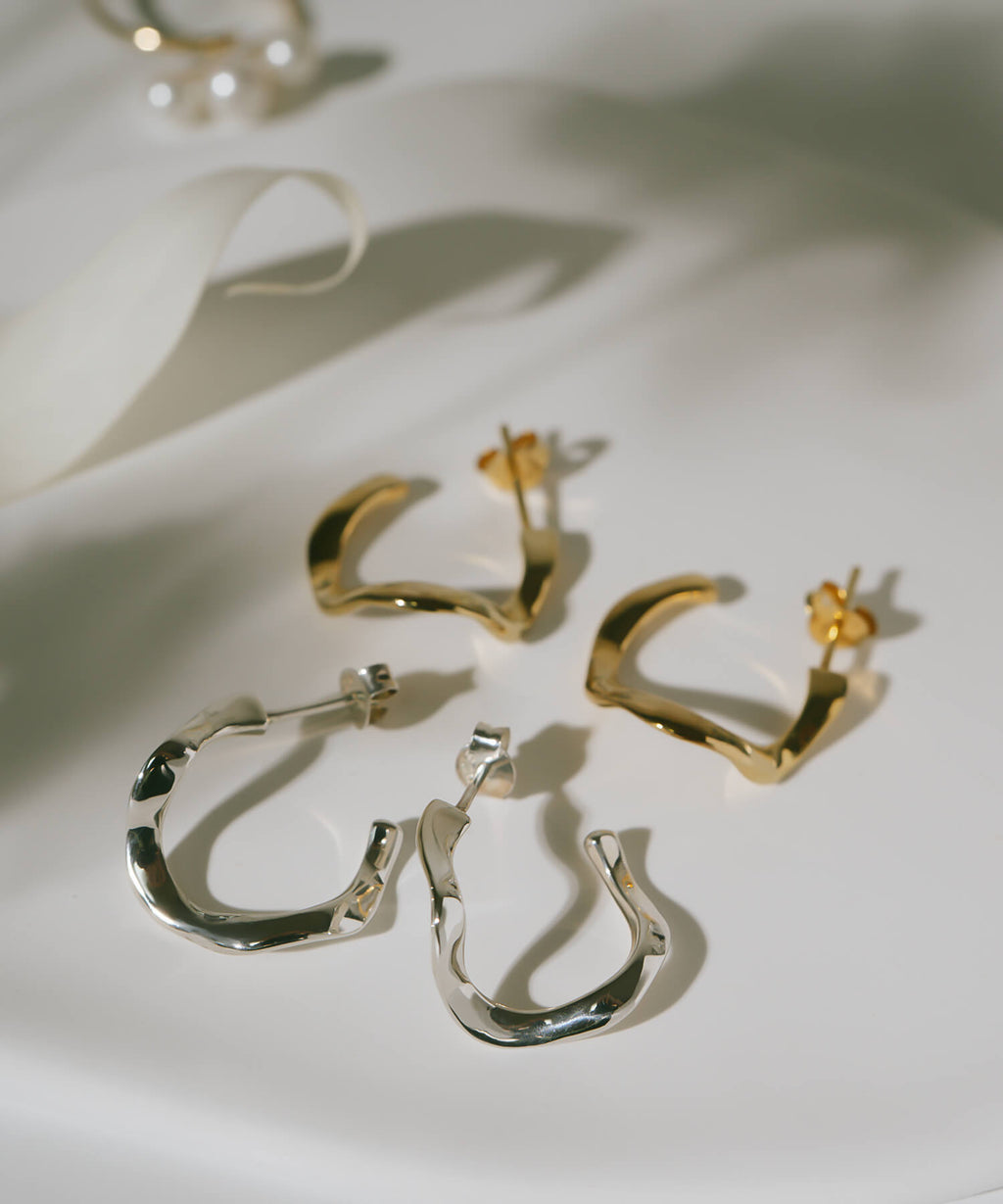 925 Sterling Silver Ripple Drop Earrings | PIELE