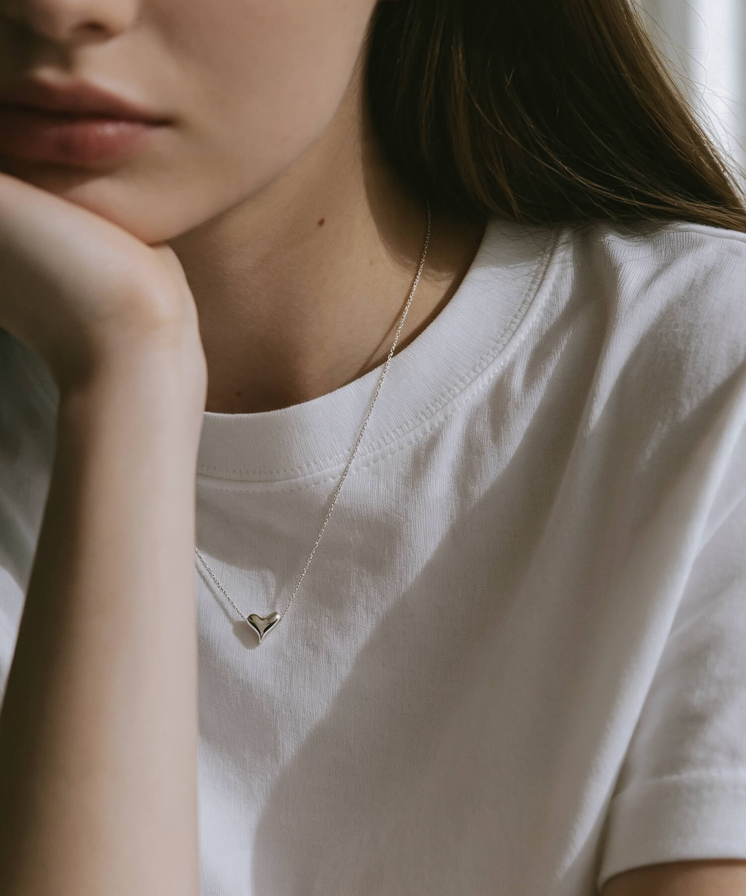 925 Sterling Silver Asymmetric Heart Necklace | PALNE