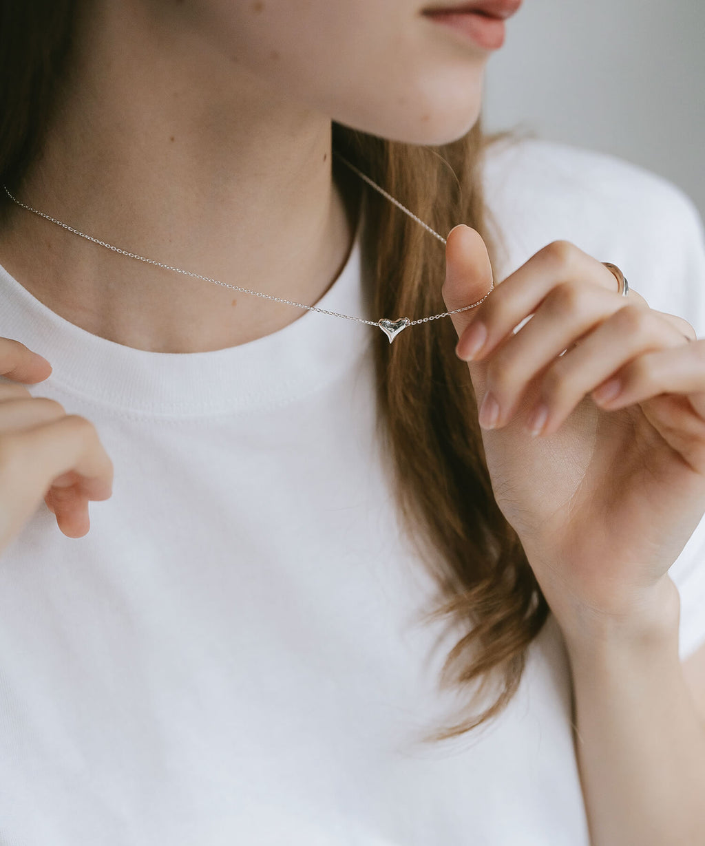 925 Sterling Silver Asymmetric Heart Necklace | PALNE