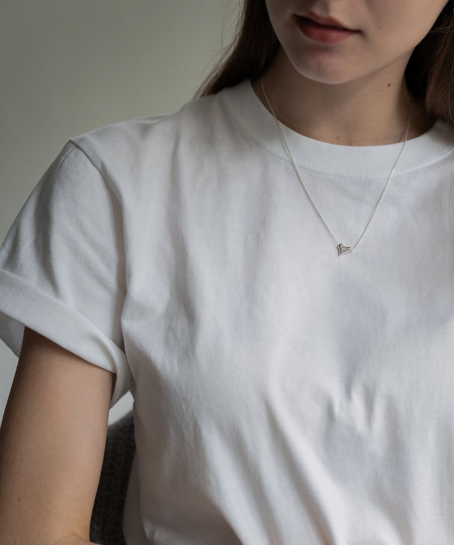 925 Sterling Silver Asymmetric Heart Necklace | PALNE