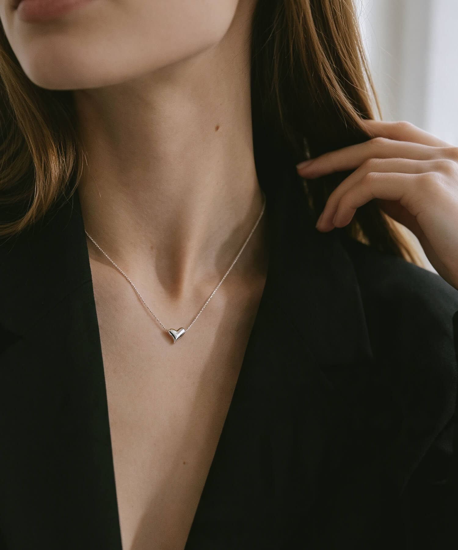 925 Sterling Silver Asymmetric Heart Necklace | PALNE