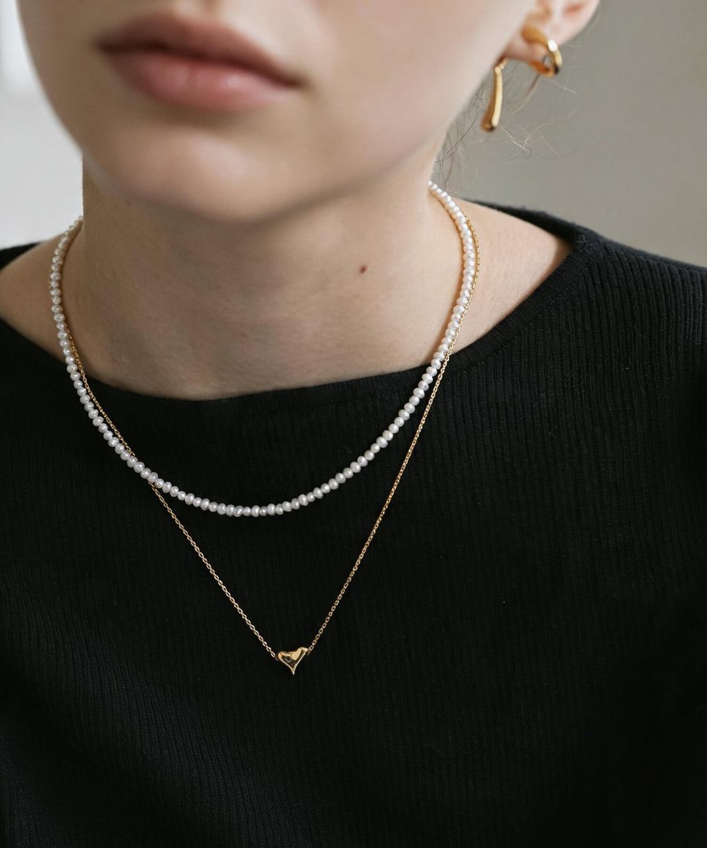 925 Sterling Silver Asymmetric Heart Necklace | PALNE