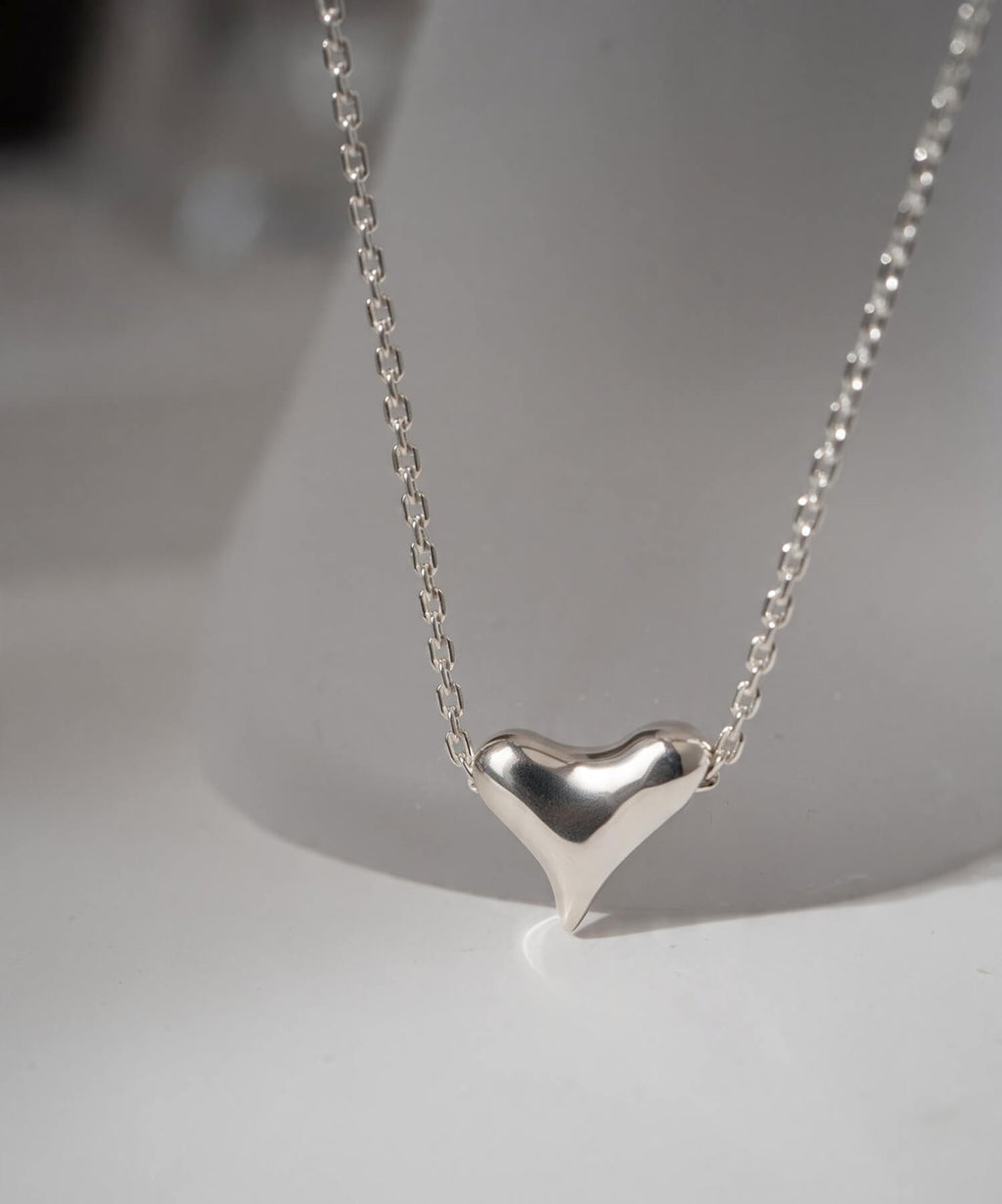 925 Sterling Silver Asymmetric Heart Necklace | PALNE