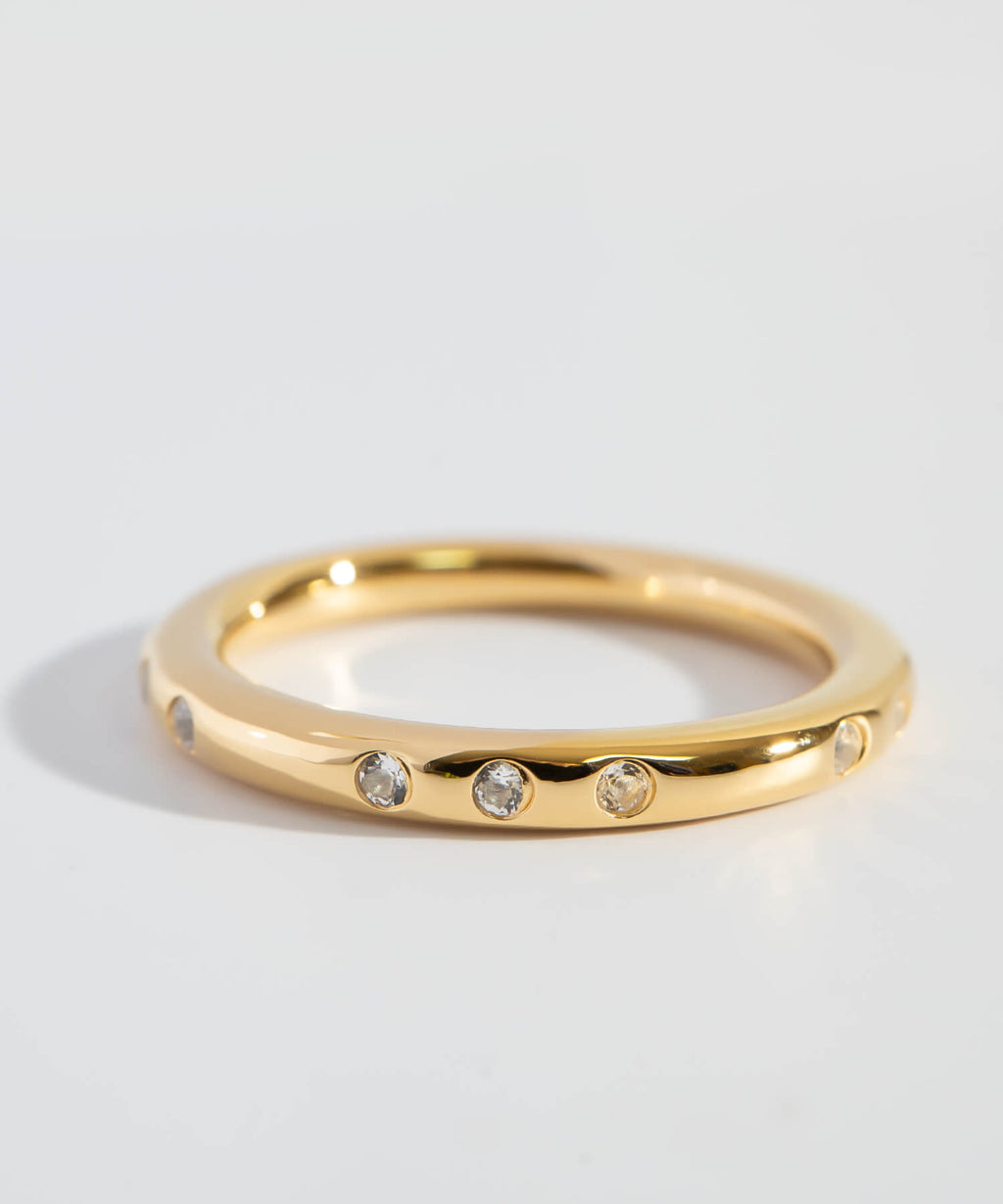 White Topaz Round Ring | PRABAH