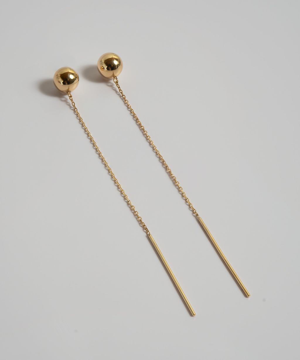18K gold hanging ball chain earrings 6.5cm | PRENDOR-SHORT