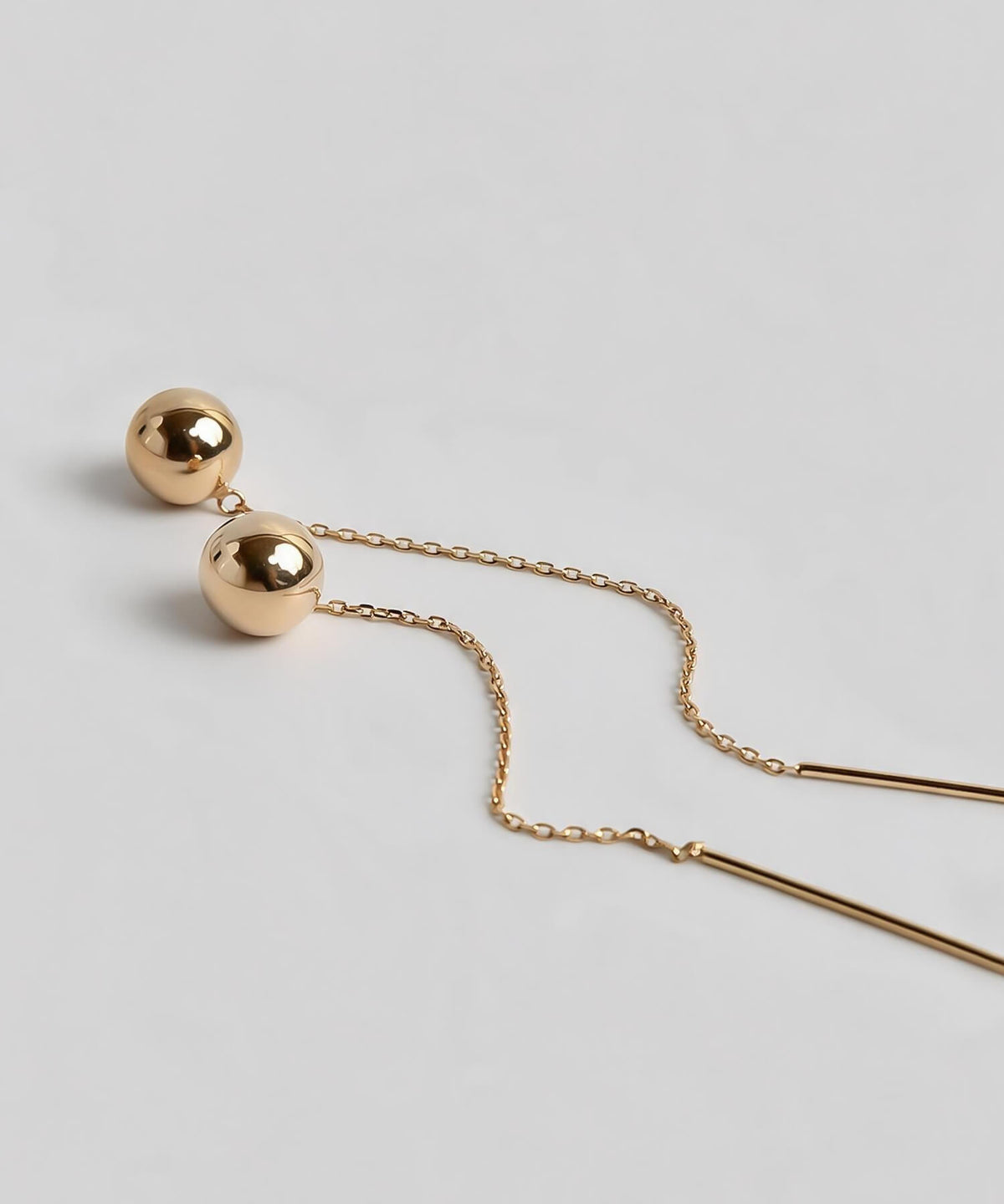 18K gold hanging ball chain earrings 6.5cm | PRENDOR-SHORT