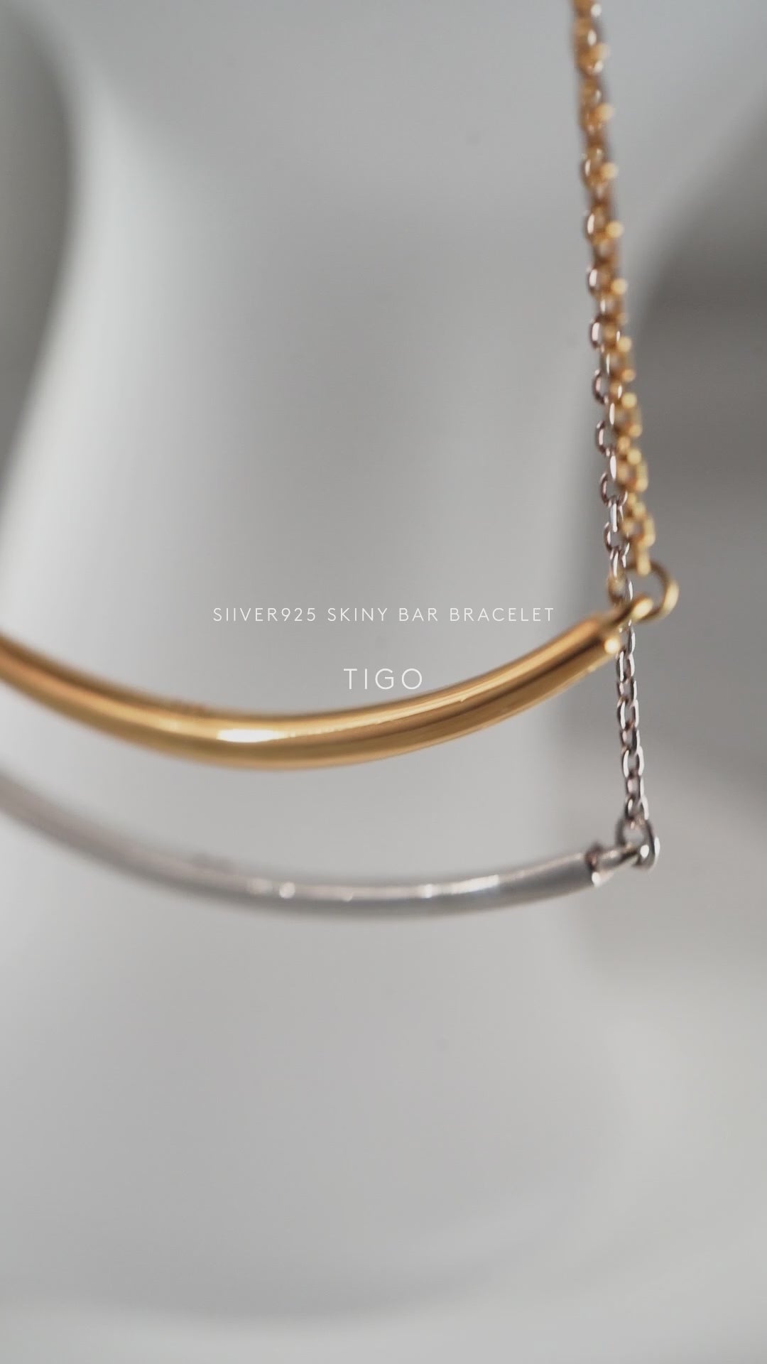 18K Gold Plated Sterling Silver Minimal Skinny Bar Bracelet | TIGO