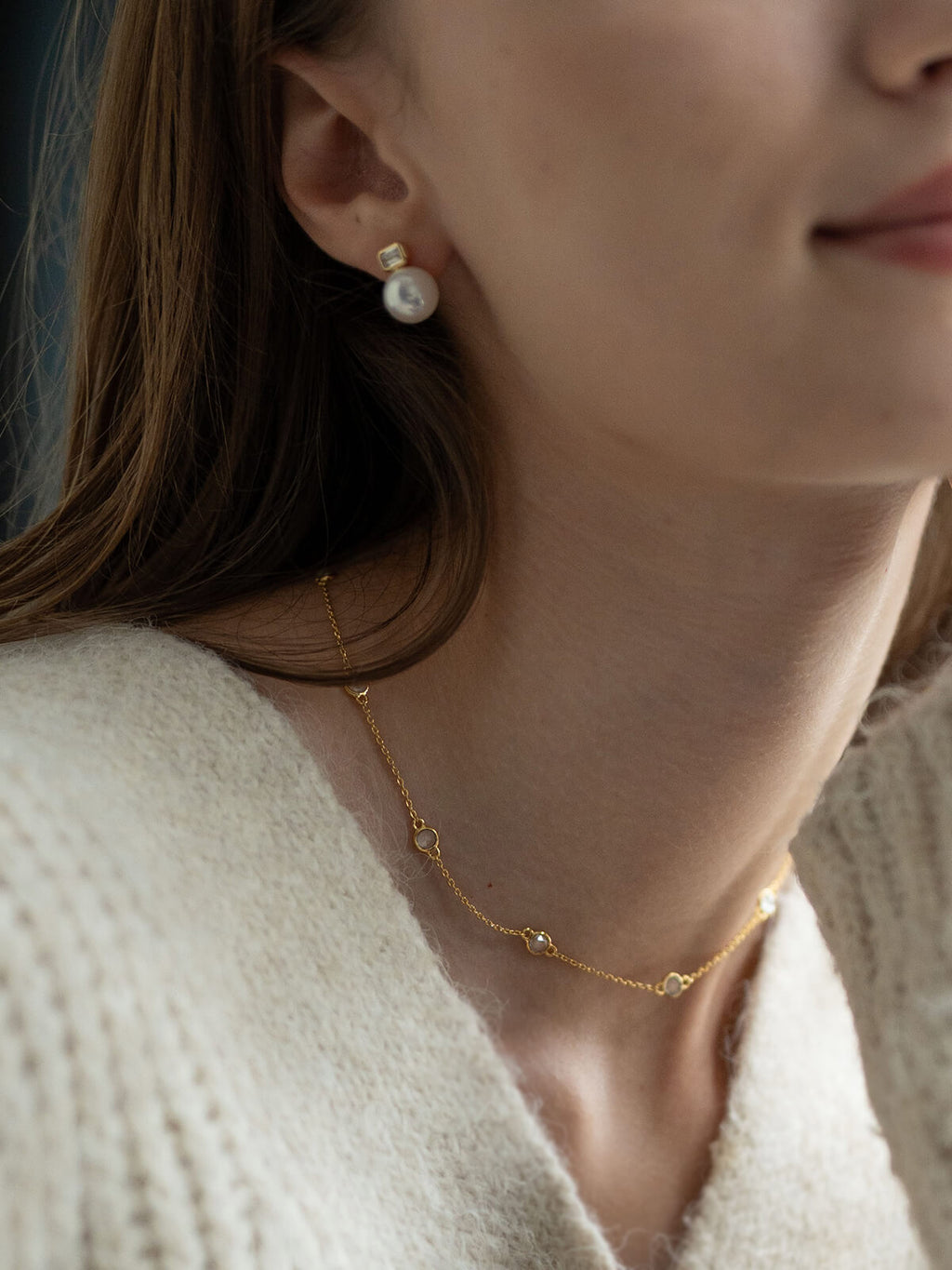 18K Gold Plated Sterling Silver Dewline Choker Necklace | QUINELLE