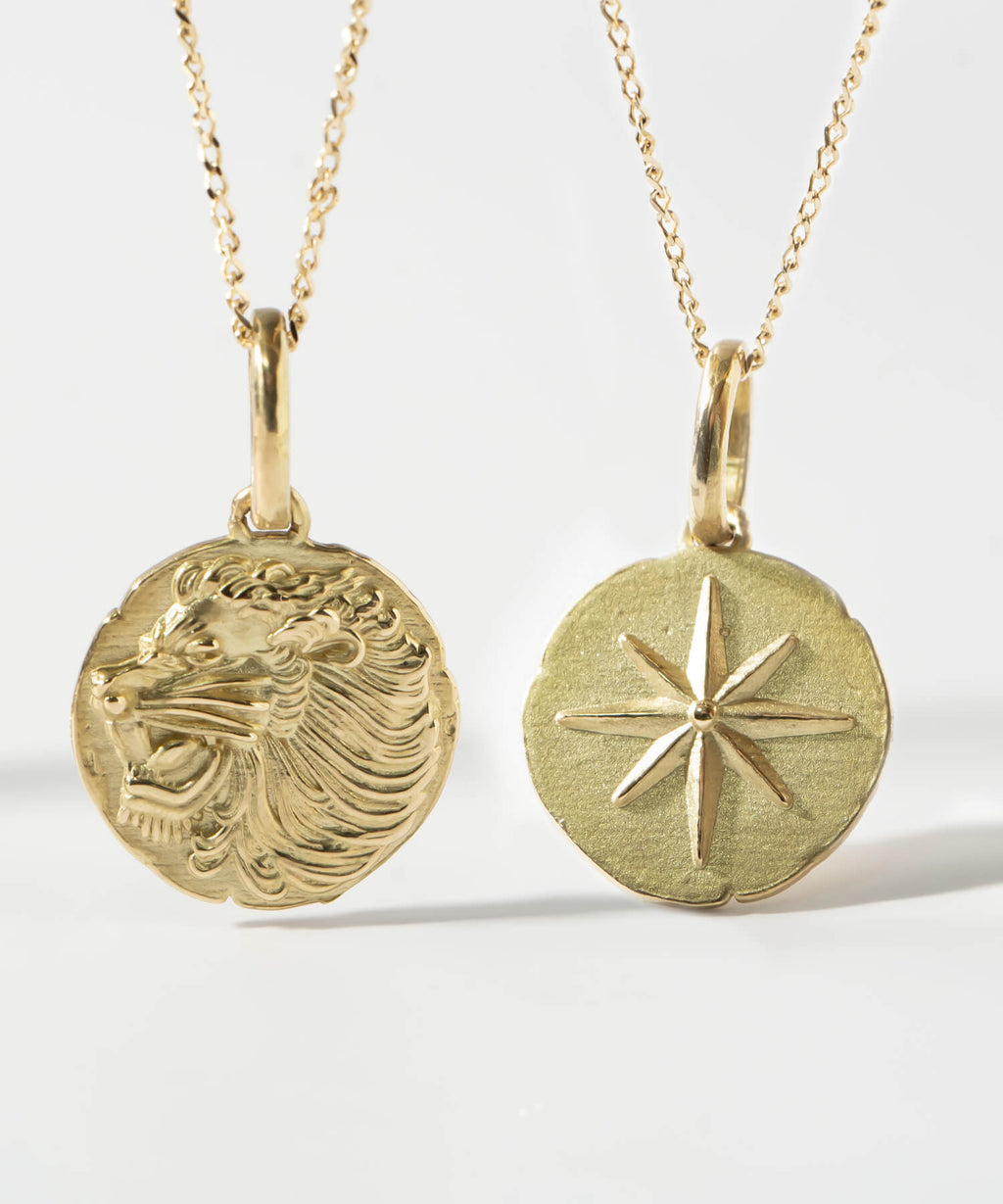 10K Gold Ancient Lion Coin Necklace | RAFOLIO-LEONE