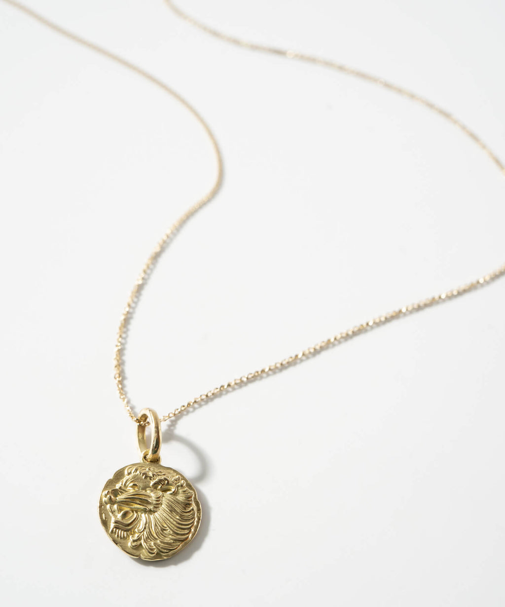 10K Gold Ancient Lion Coin Necklace | RAFOLIO-LEONE