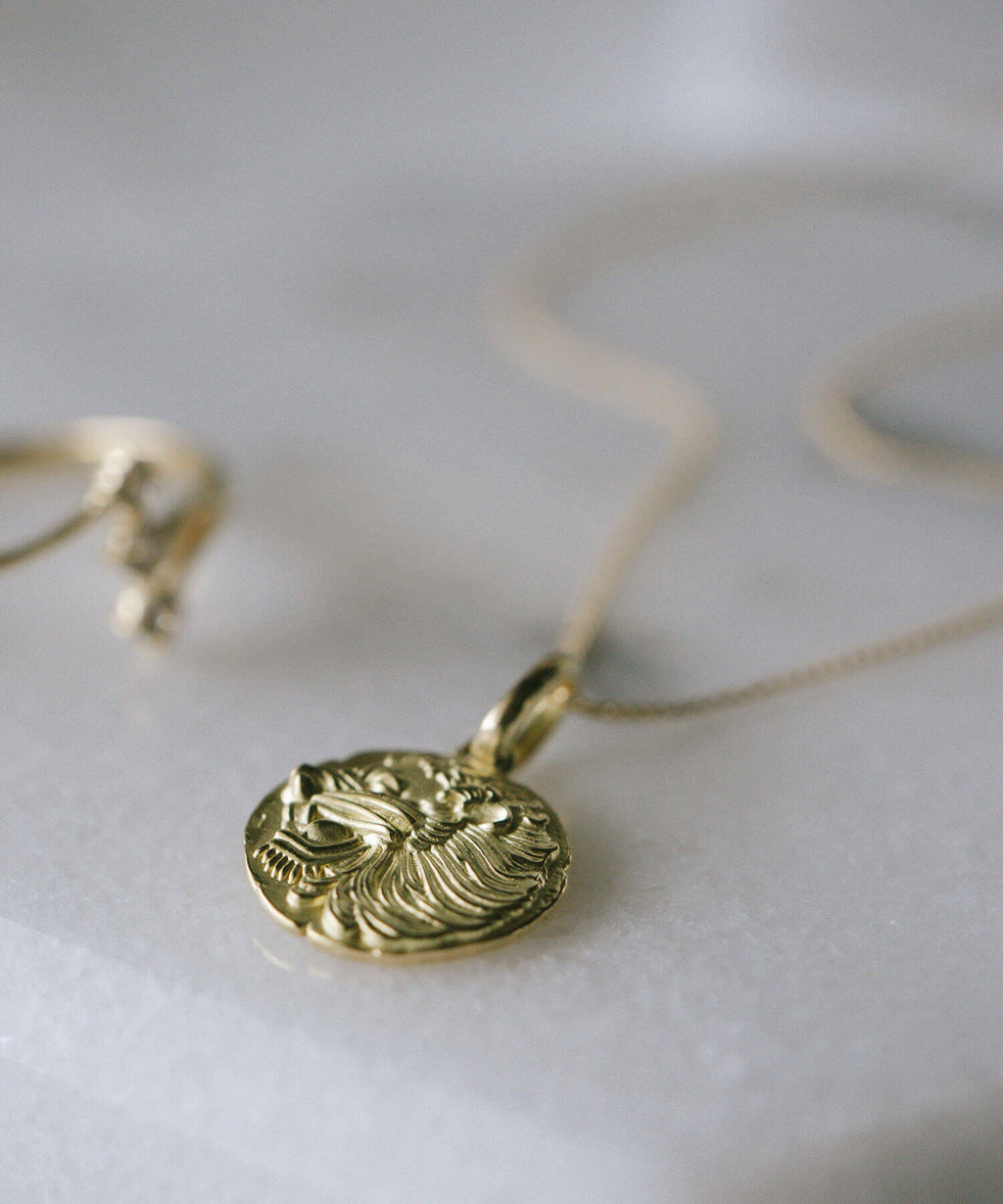 10K Gold Ancient Lion Coin Necklace | RAFOLIO-LEONE
