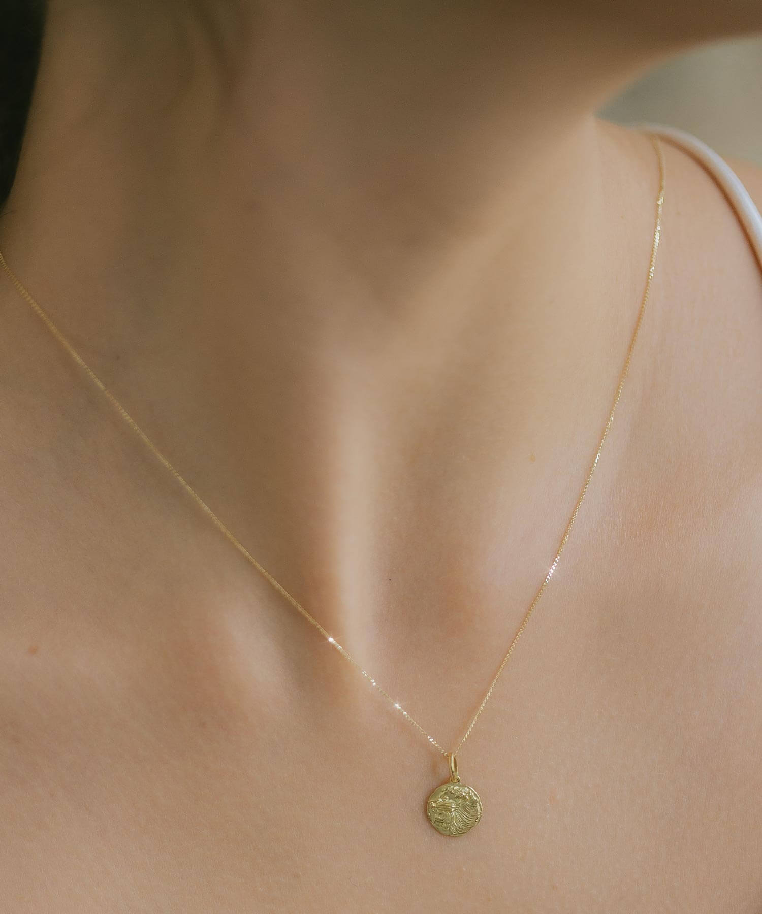 10K Gold Ancient Lion Coin Necklace | RAFOLIO-LEONE