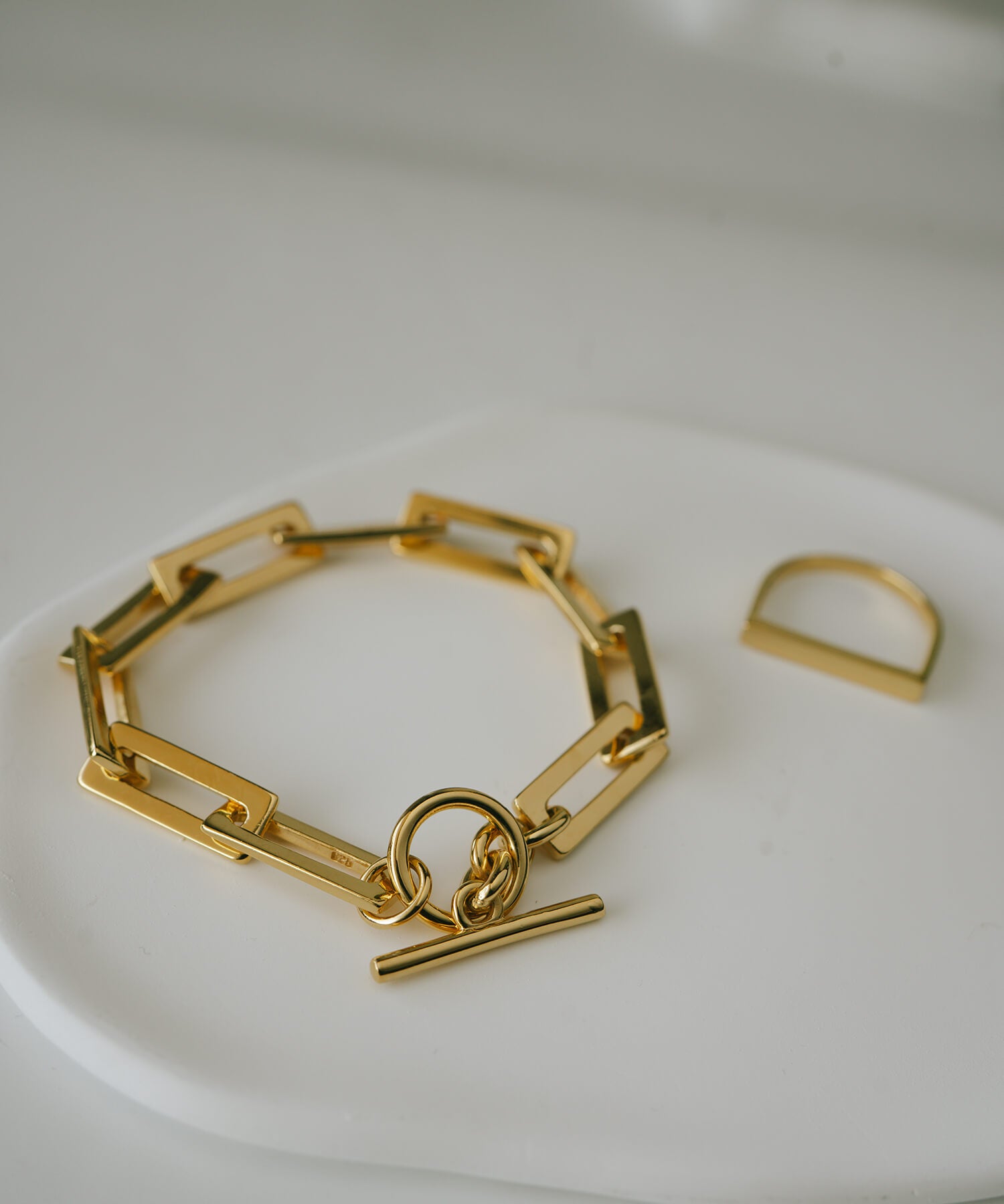 18K Gold Plated Sterling Silver Block Chain Bracelet | RECTANA