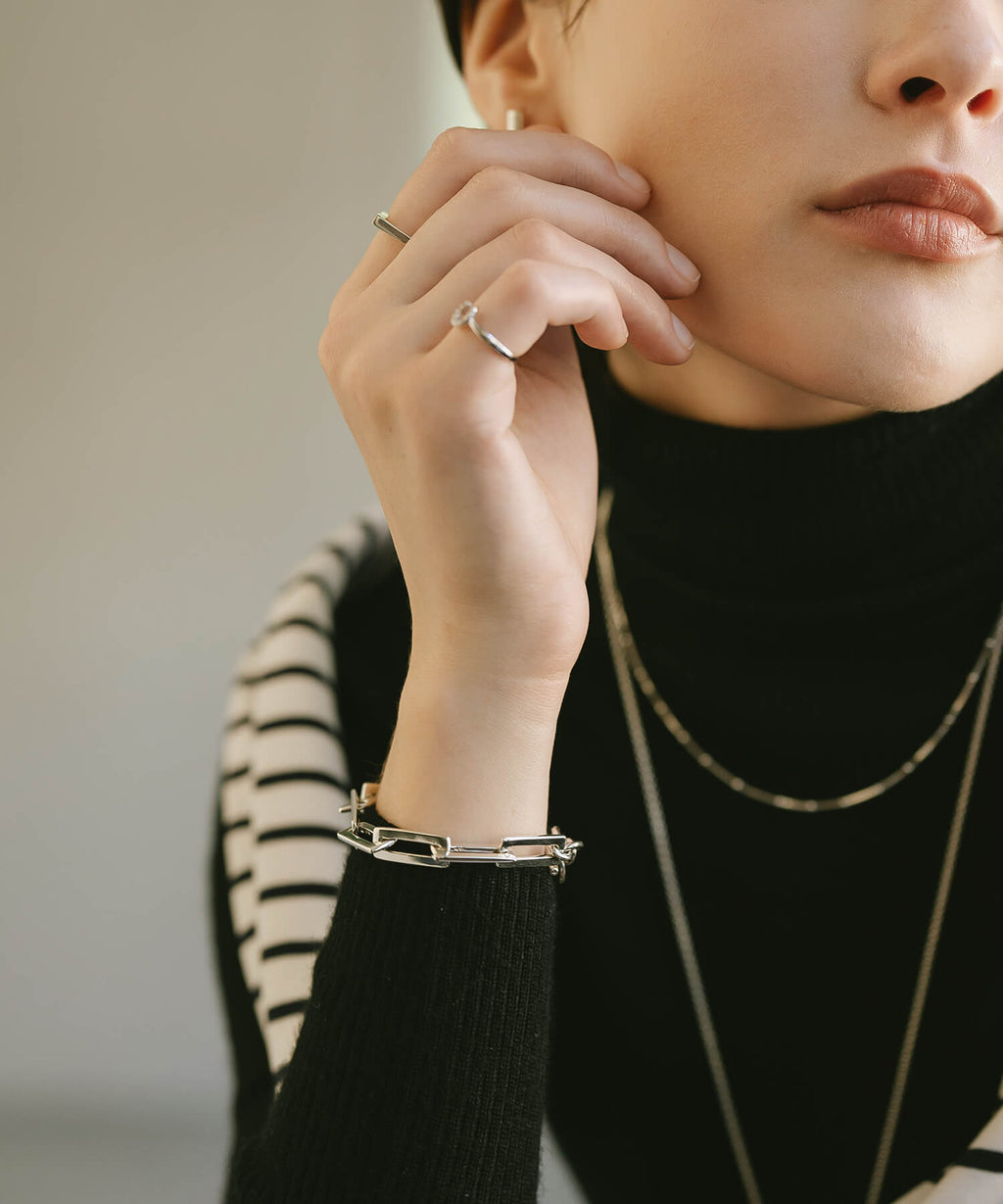 18K Gold Plated Sterling Silver Block Chain Bracelet | RECTANA