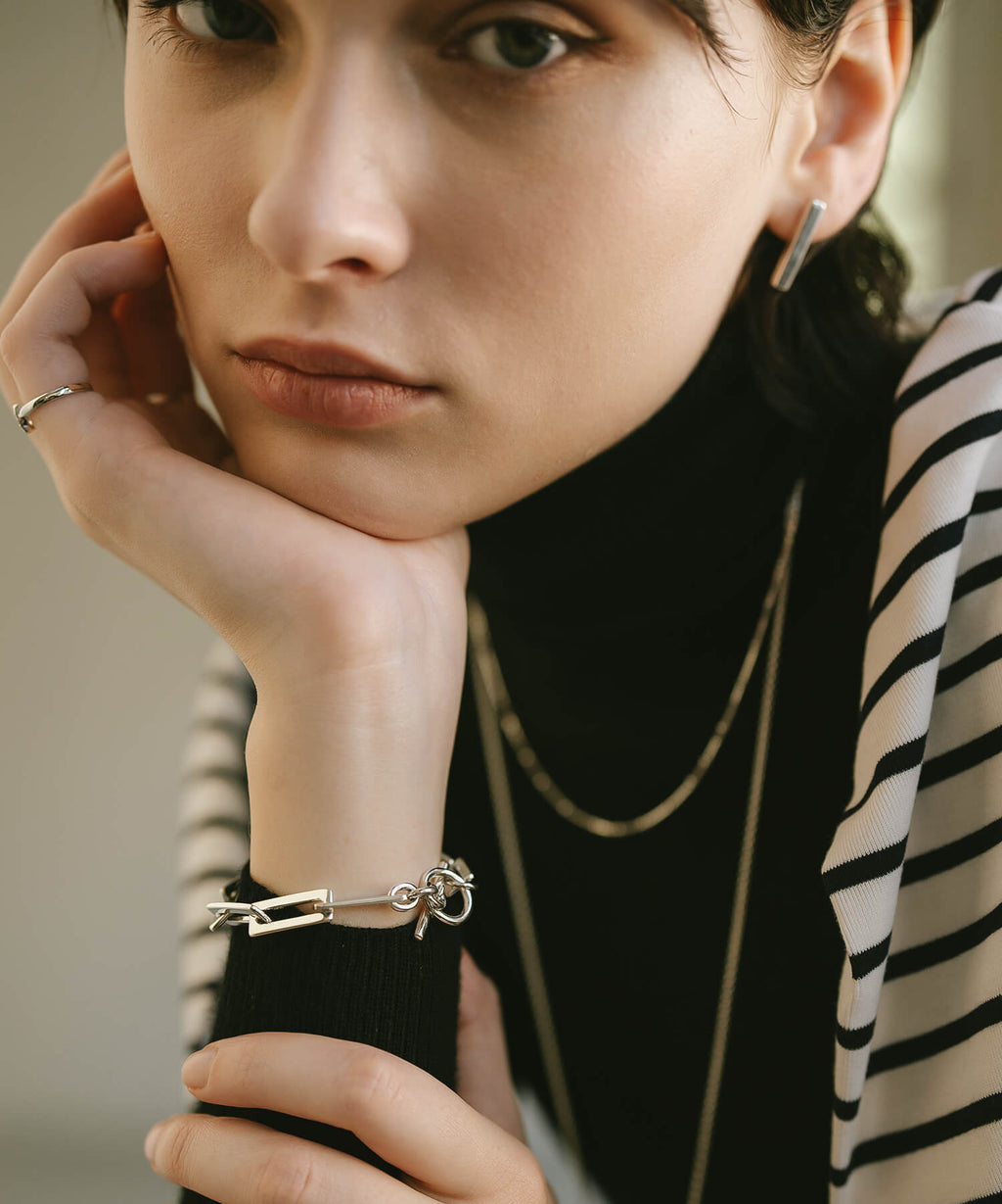 18K Gold Plated Sterling Silver Block Chain Bracelet | RECTANA