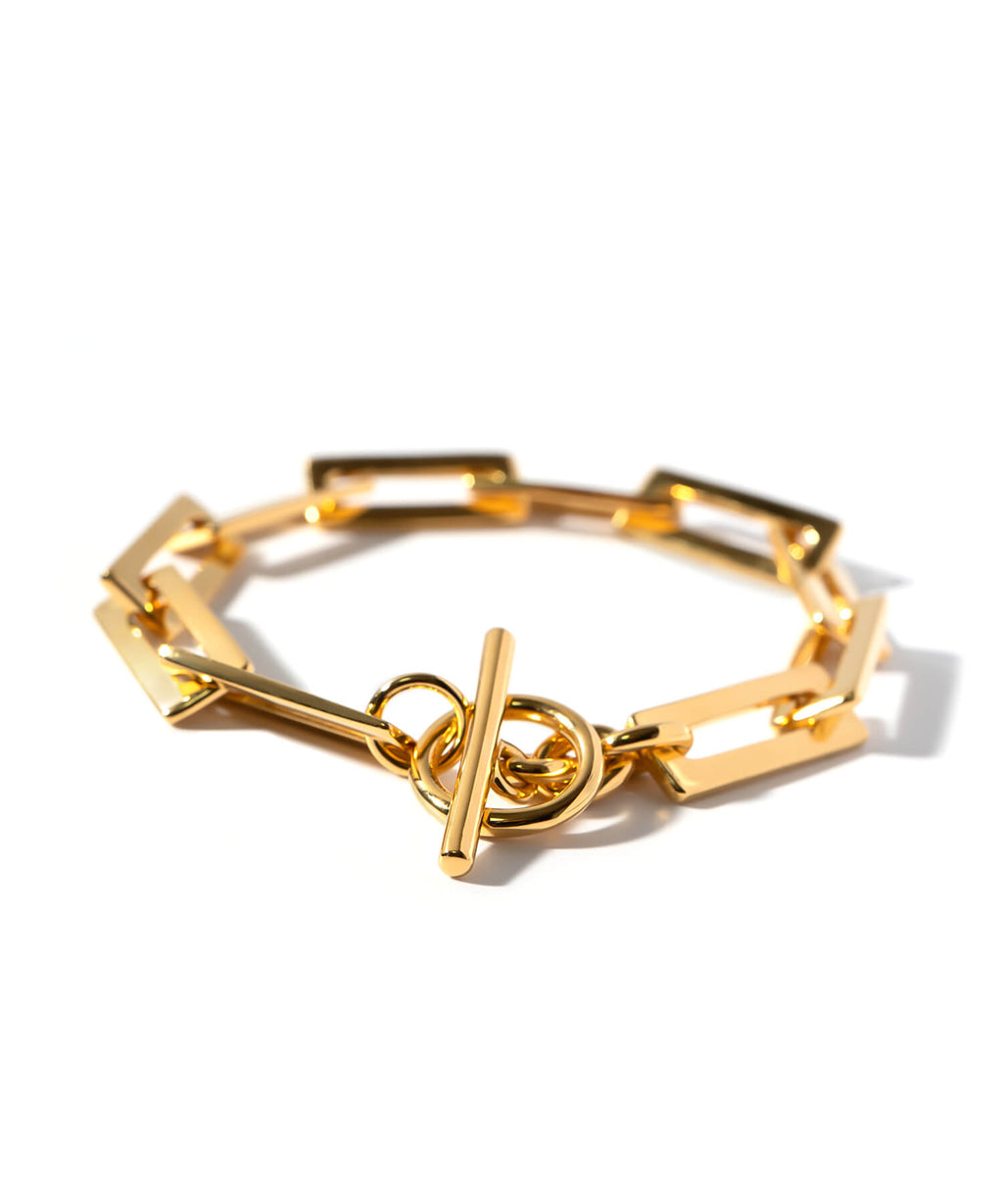 18K Gold Plated Sterling Silver Block Chain Bracelet | RECTANA