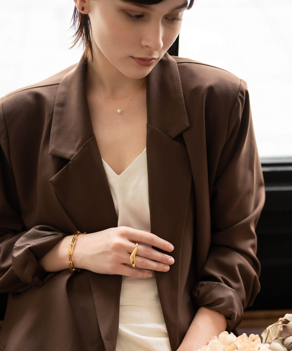 18K Gold Plated Sterling Silver Block Chain Bracelet | RECTANA