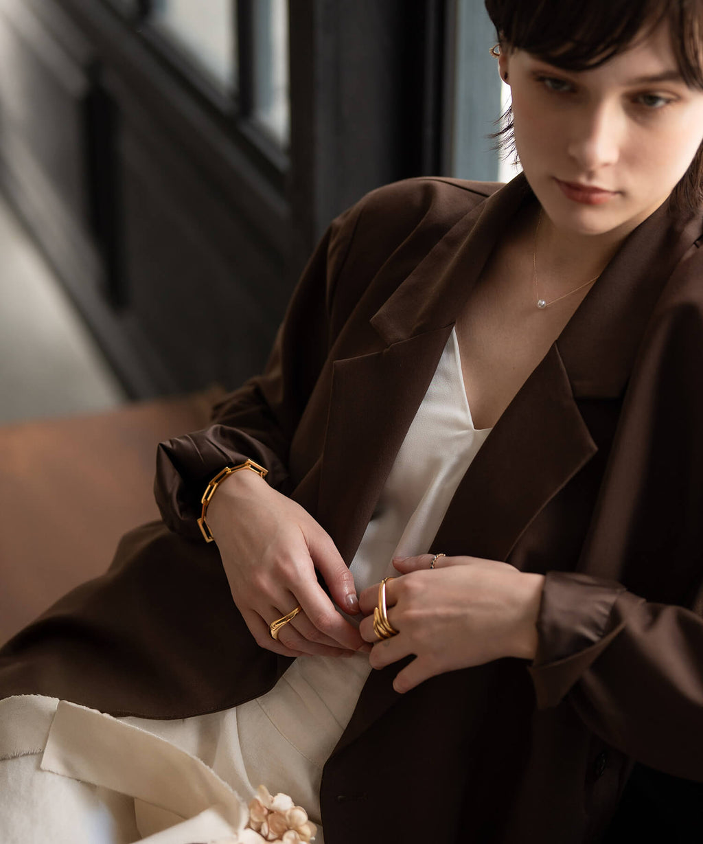 18K Gold Plated Sterling Silver Block Chain Bracelet | RECTANA