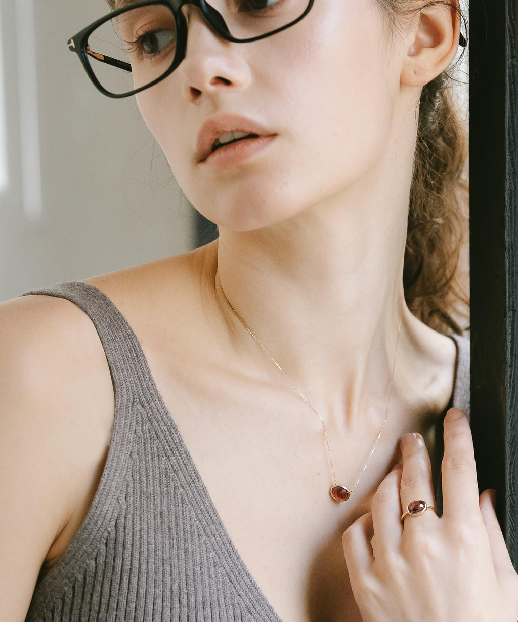 Checker Board Cut Gemstone Necklace | GLOA-ETT