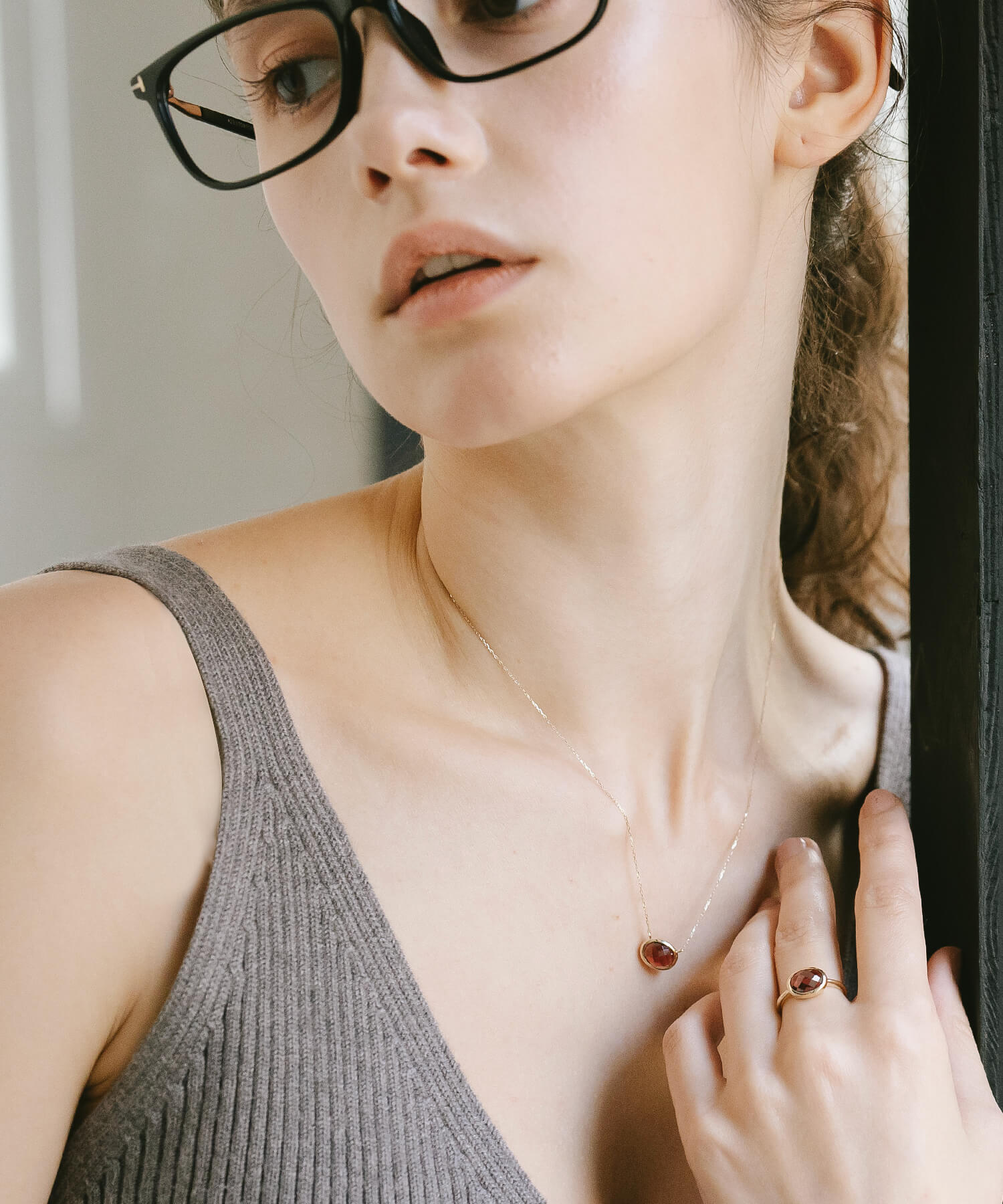 Checker Board Cut Gemstone Necklace | GLOA-ETT