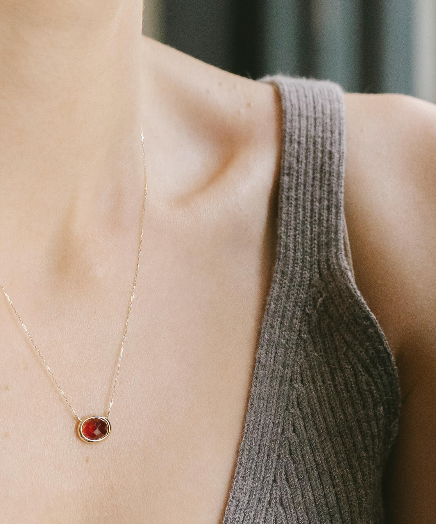 Checker Board Cut Gemstone Necklace | GLOA-ETT