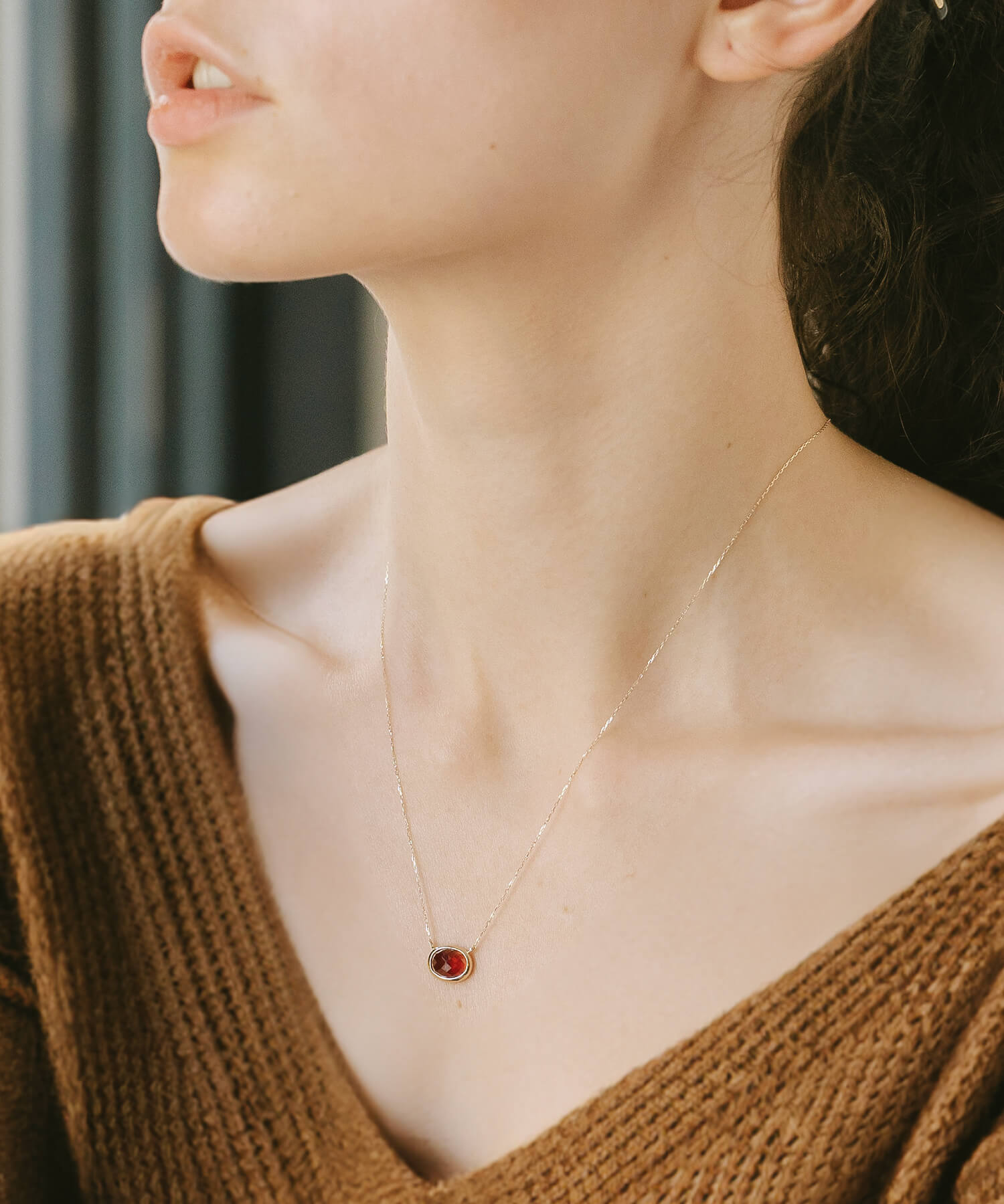 Checker Board Cut Gemstone Necklace | GLOA-ETT