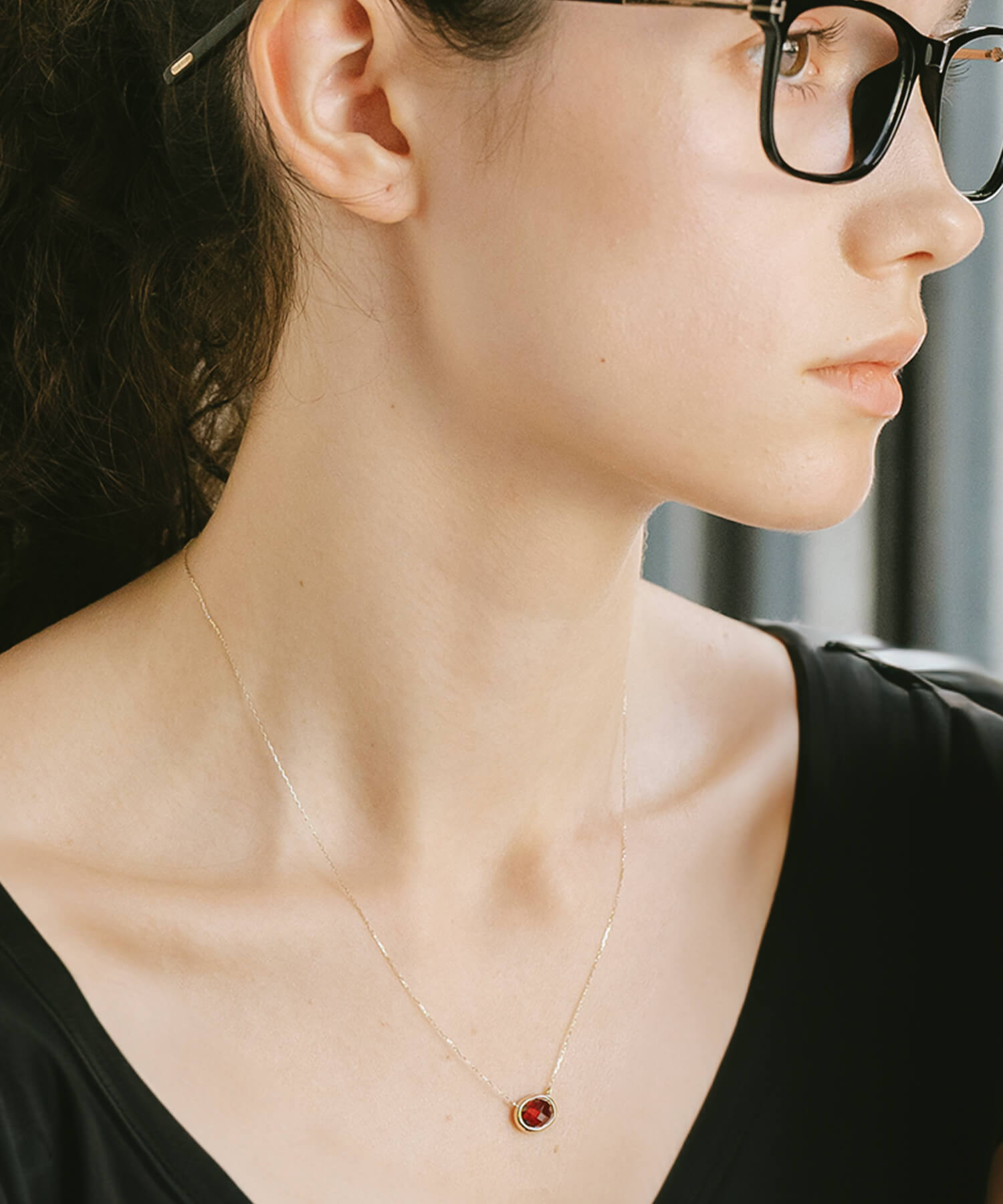 Checker Board Cut Gemstone Necklace | GLOA-ETT